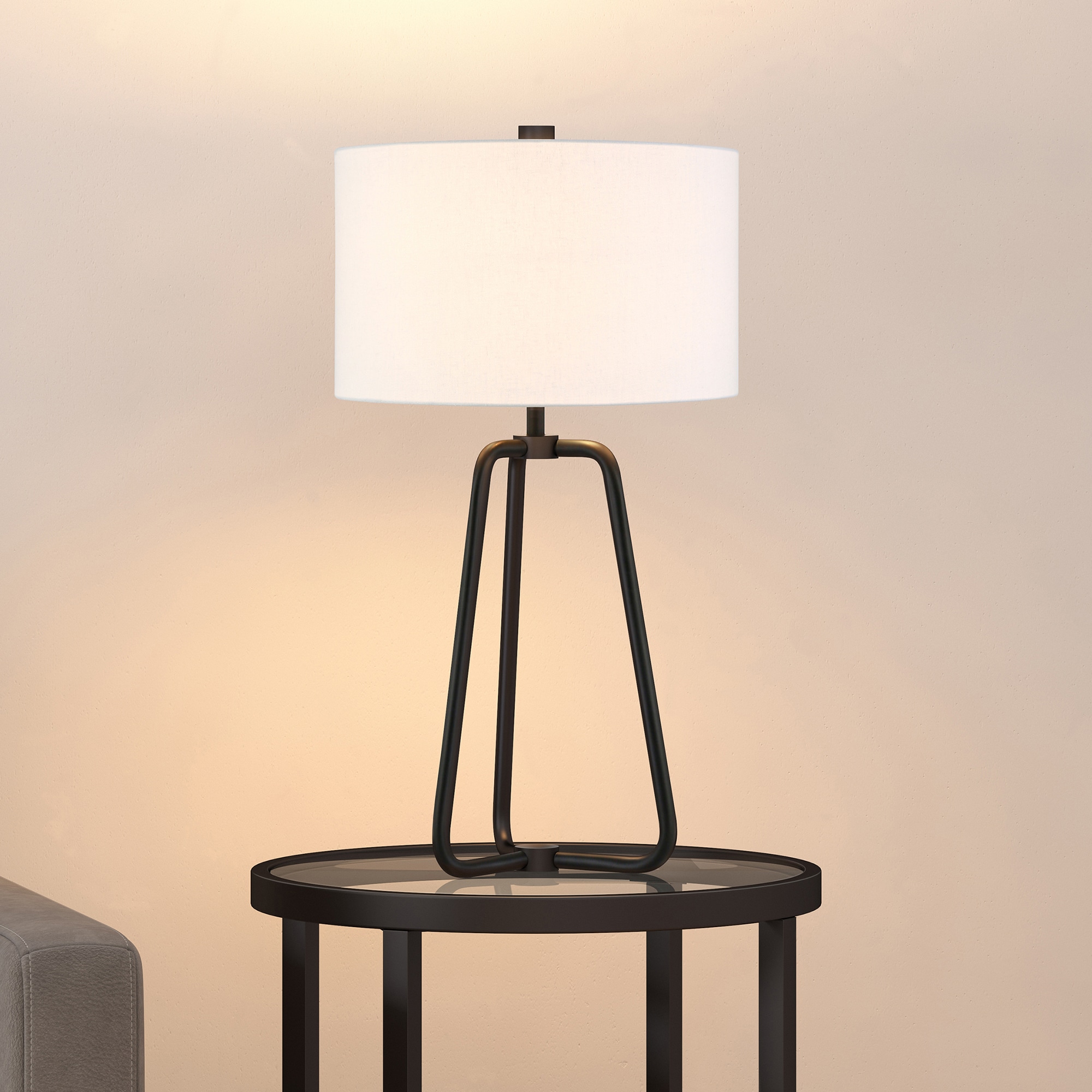 Hailey Home TL0126 Marduk 255-in Blackened bronze Rotary socket Table Lamp with Fabric Shade