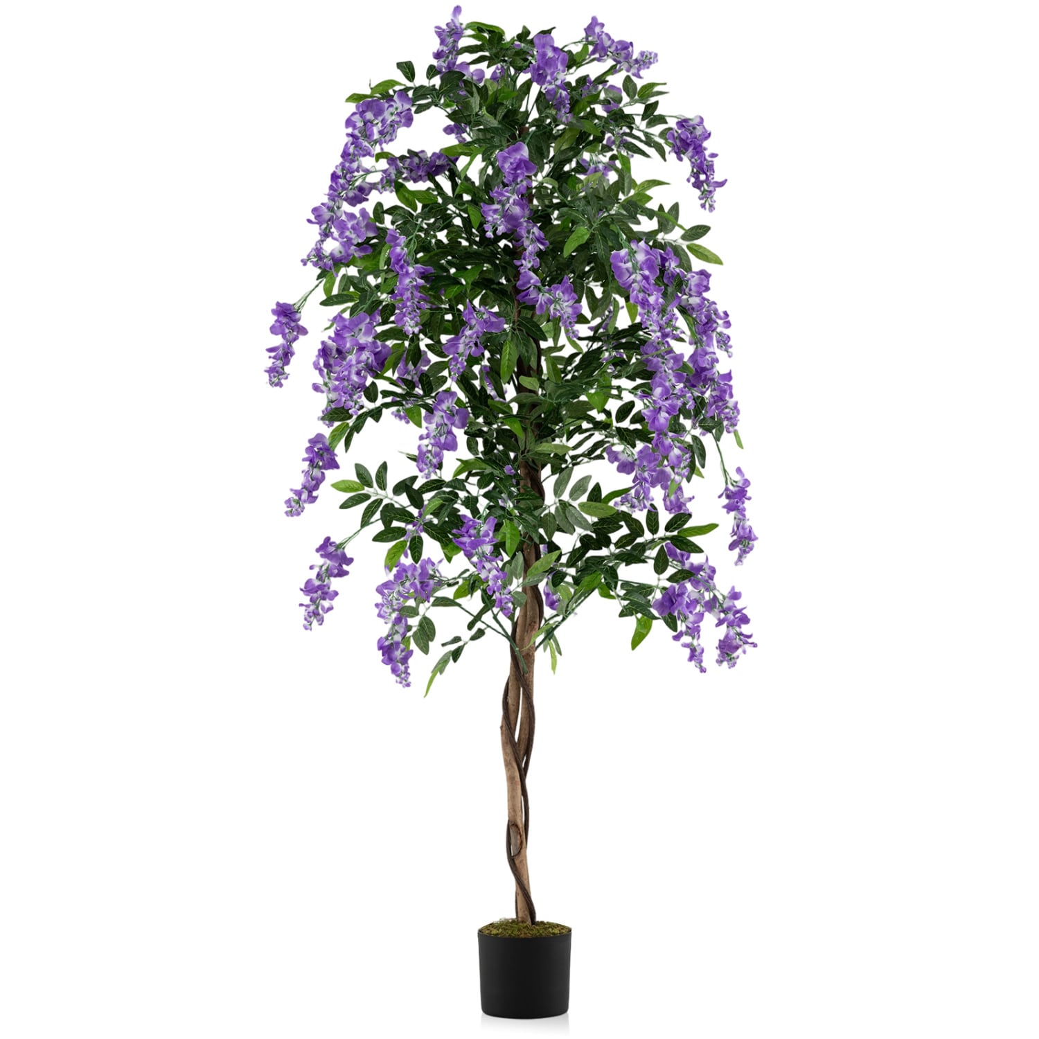 Volenca 6-ft Artificial Wisteria Tree Faux Indoor Outdoor Plant with Purple Flowers and Wood Trunks