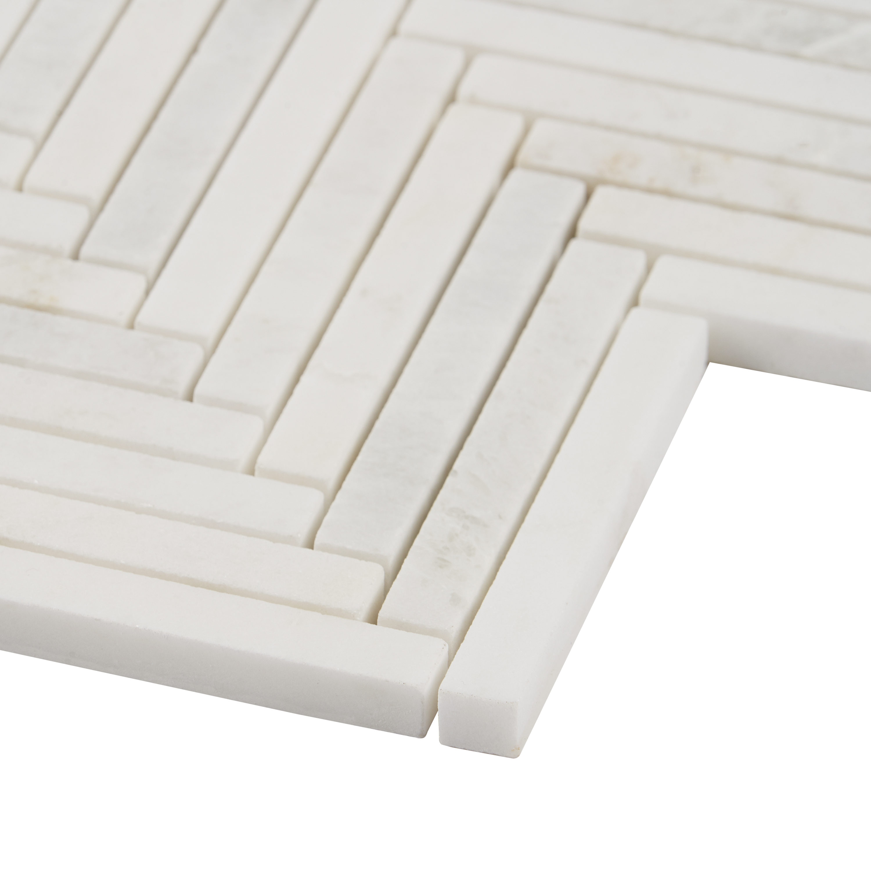 White Herringbone Marble Mosaic Tile for Walls and Floors