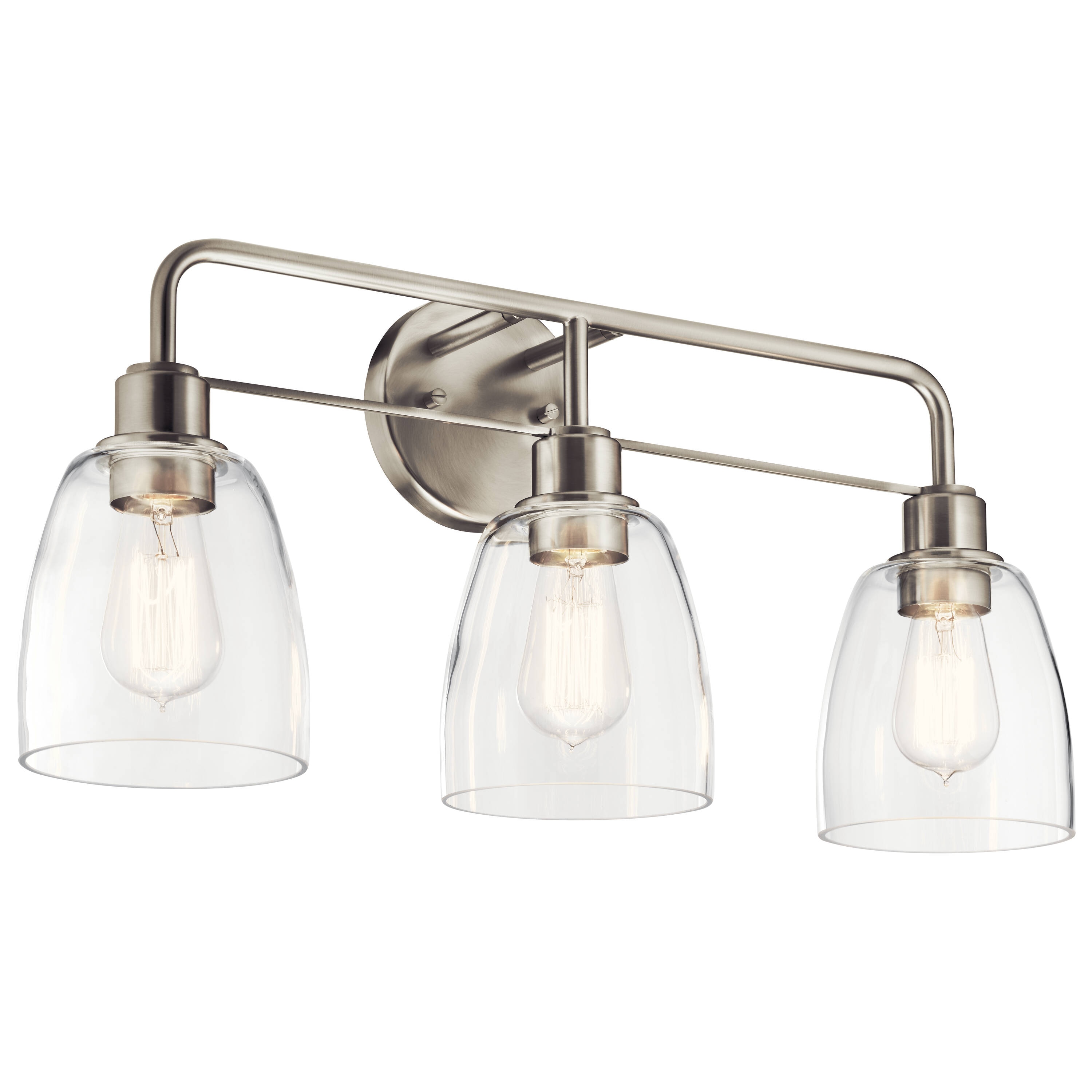 Kichler 55102NI Meller 24.25-in 3 -Light Brushed Nickel Vintage Vanity light