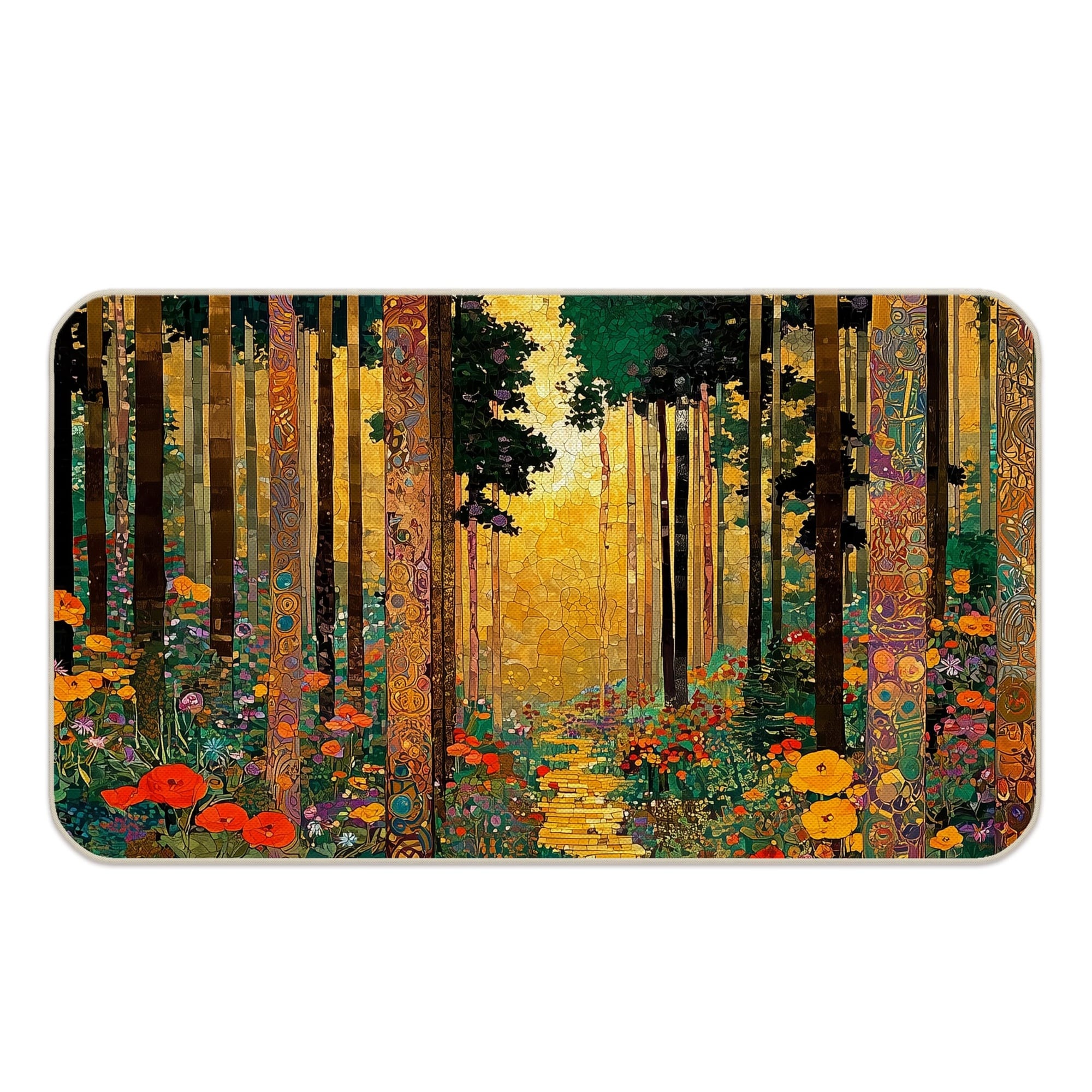 SenQWFa Gustav Klimt Floral Forest Outdoor Entrance Door Mat 17 x 30 ...