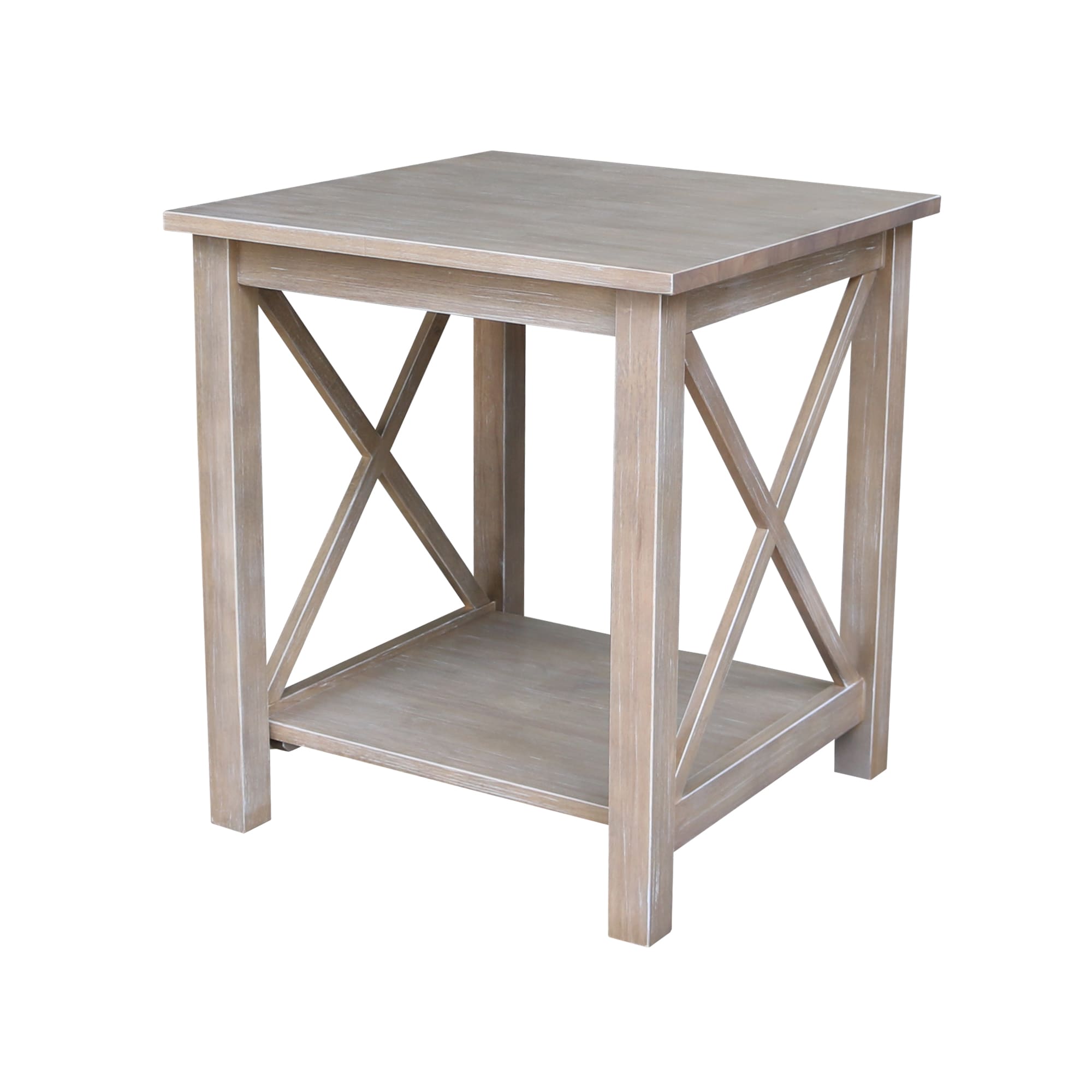 International Concepts OT09-70E 22-in W x 25-in H Washed Gray Taupe Wood Square Casual End Table Assembly Required