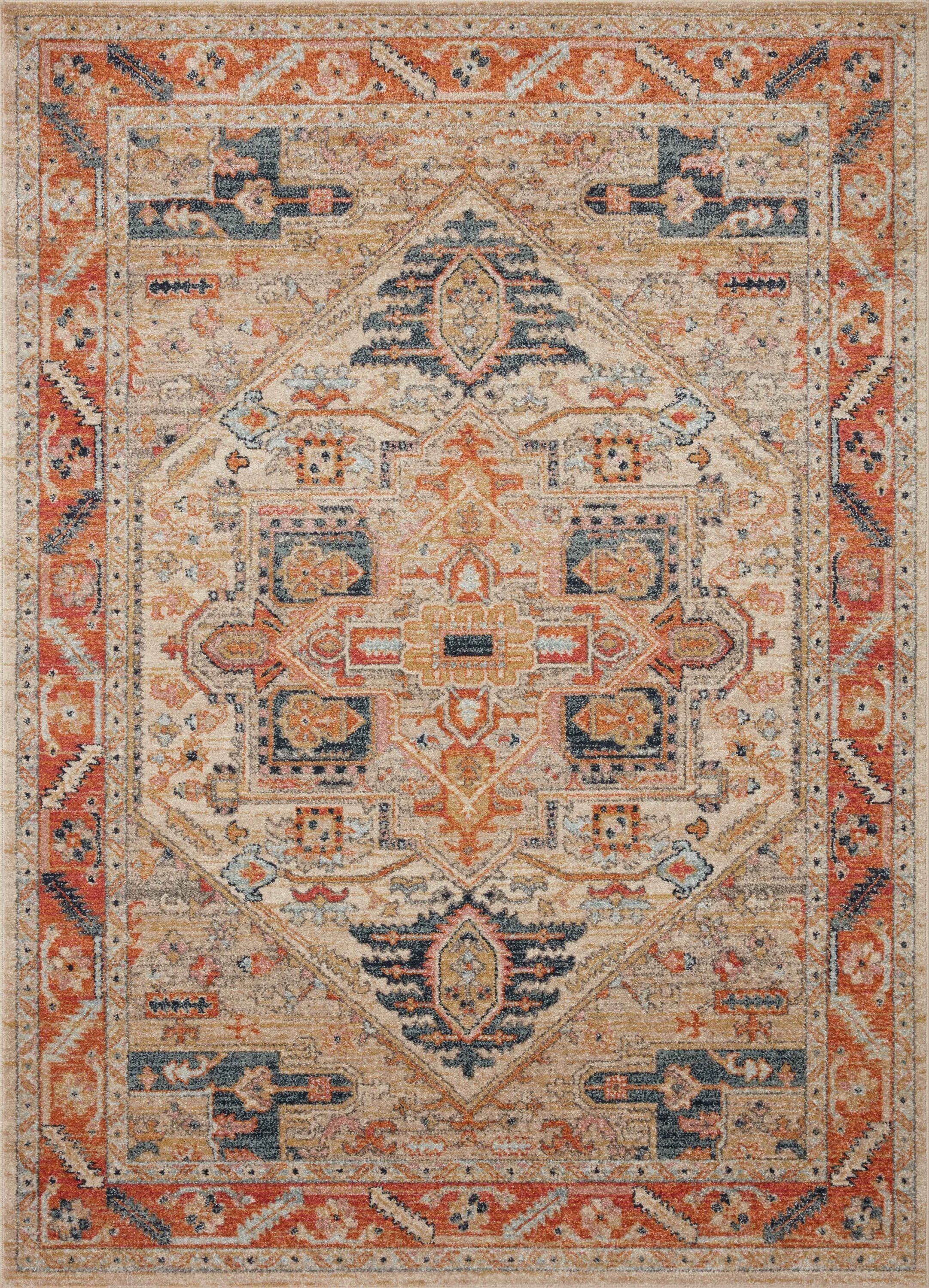 Loloi II JOCEJOC-01SAML96C6 Jocelyn 10 x 13 (ft) Loomed Polypropylene Sand / Multi Rectangular Indoor Distressed/Overdyed Oriental Area rug