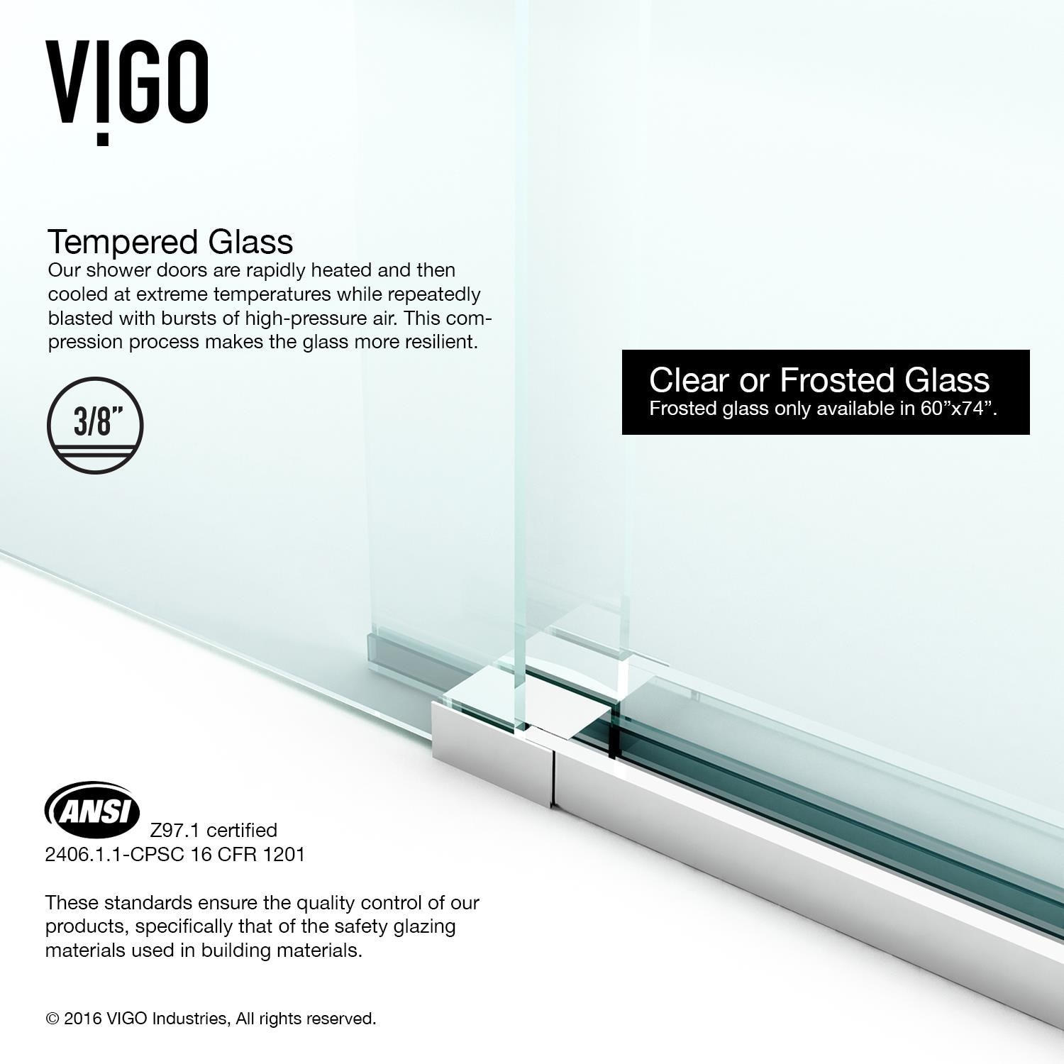 VIGO Elan 56-in to 60-in W x 66-in H Frameless Sliding Chrome Alcove ...