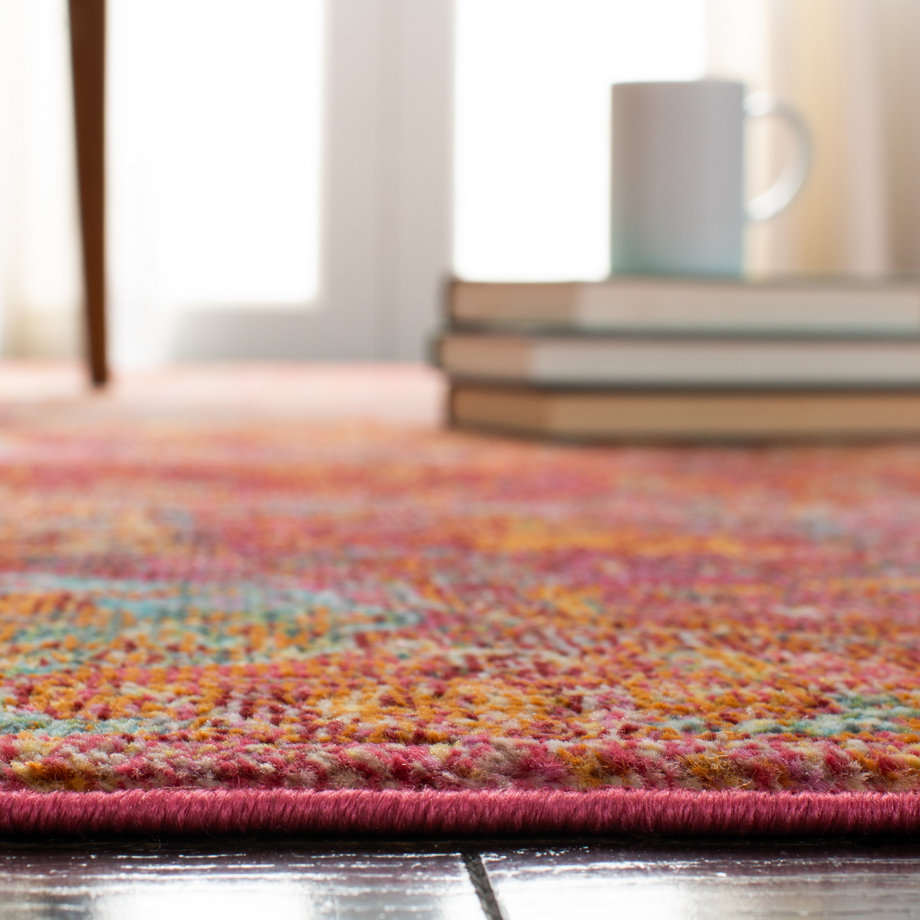 Luxor Fuchsia and Gold Hand-Knotted Rectangular Rug 4' x 6'