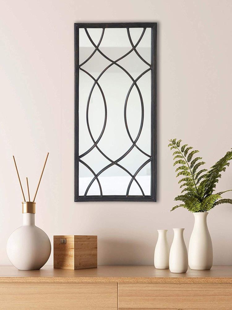 Black Metal Windowpane Full Length Wall Mirror