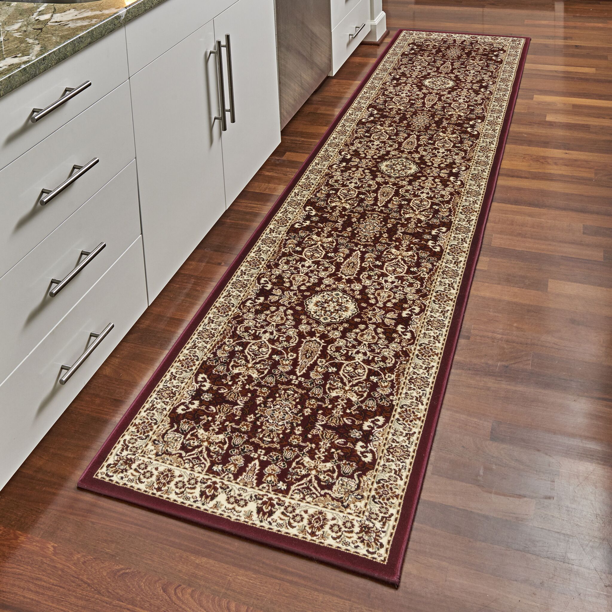 GERTMENIAN 15304 Majestic Vernon 2 x 8 (ft) Loomed Polypropylene Red Rectangular Indoor Border Oriental Runner rug