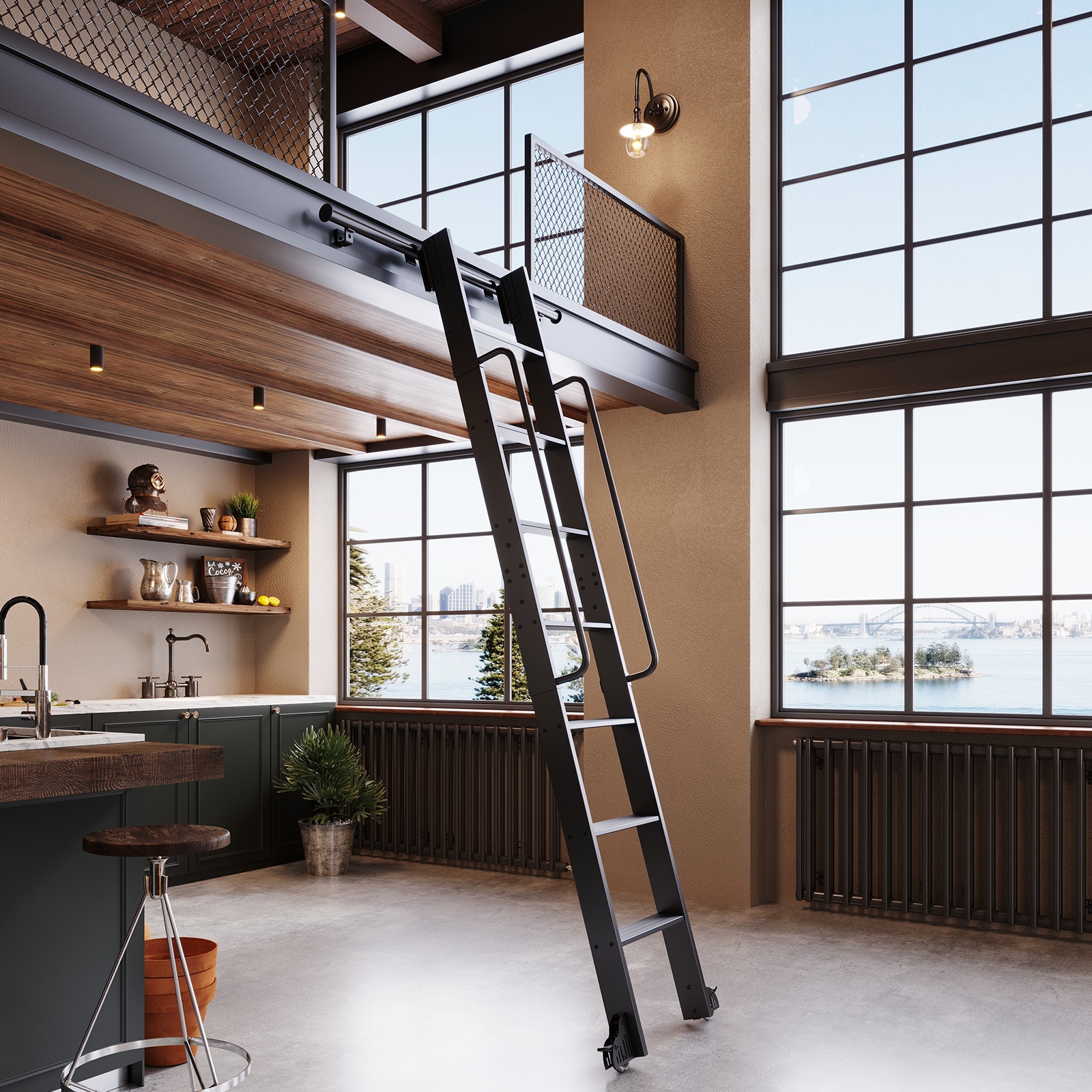 Fredbeck BJ-LD-AL-L01W1-8 Library-Ladders - View #3