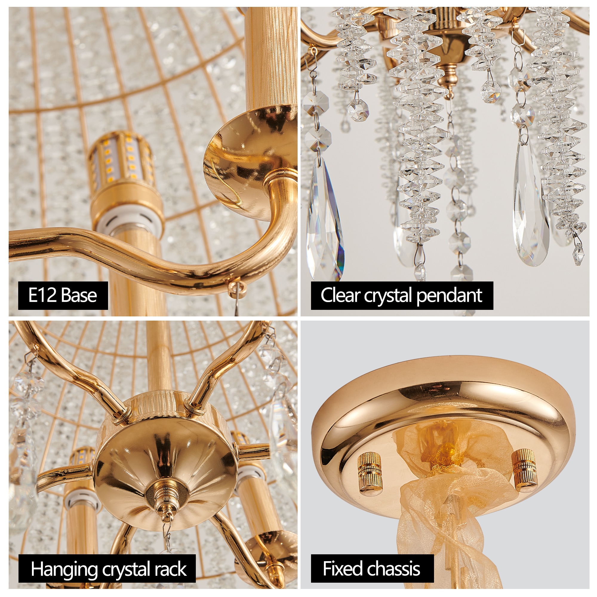 Alexis Two-Tone Antique Brass & Black 6-Light Chandelier