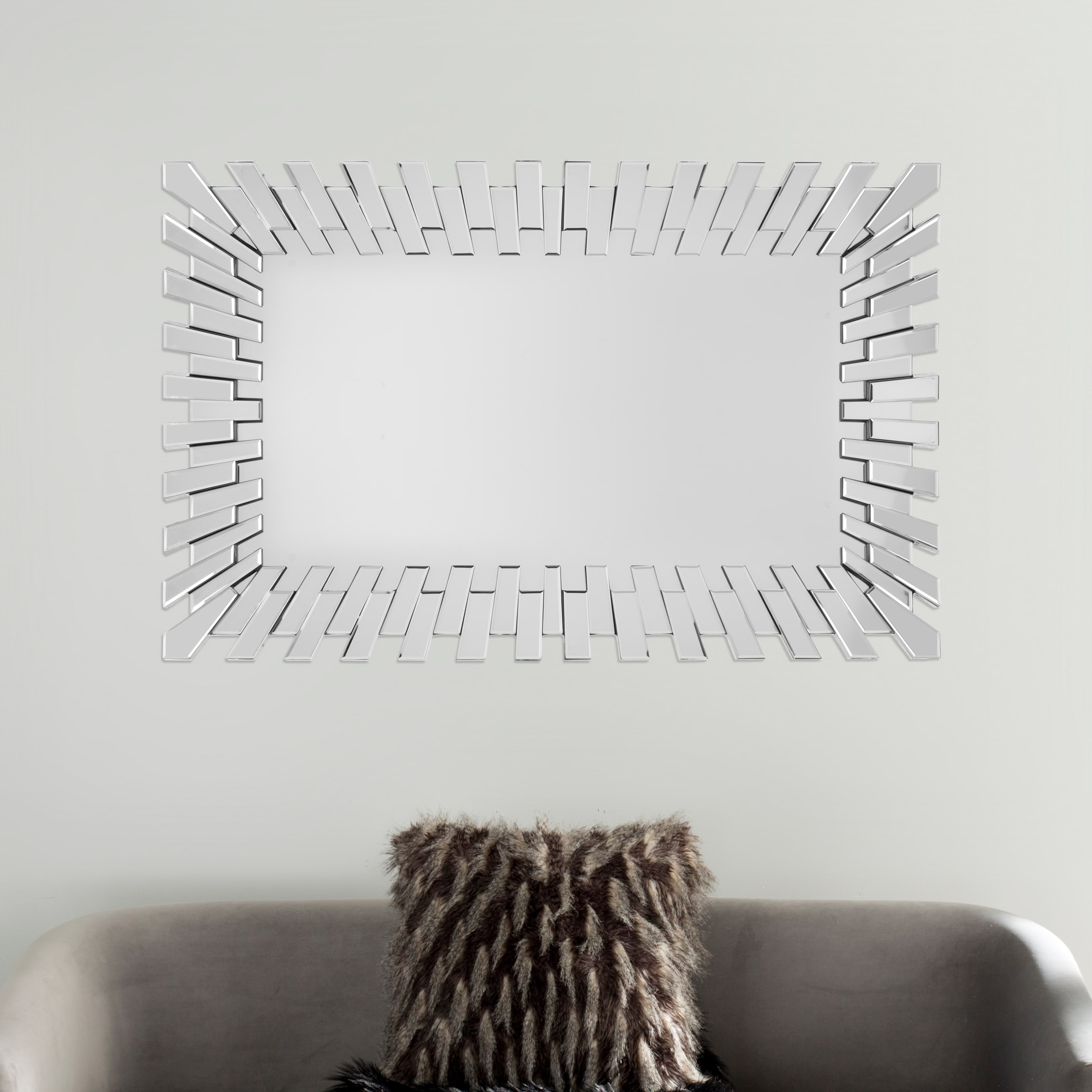 Safavieh Kia 47.2-in W x 31.5-in H Silver Framed Wall Mirror at Lowes.com