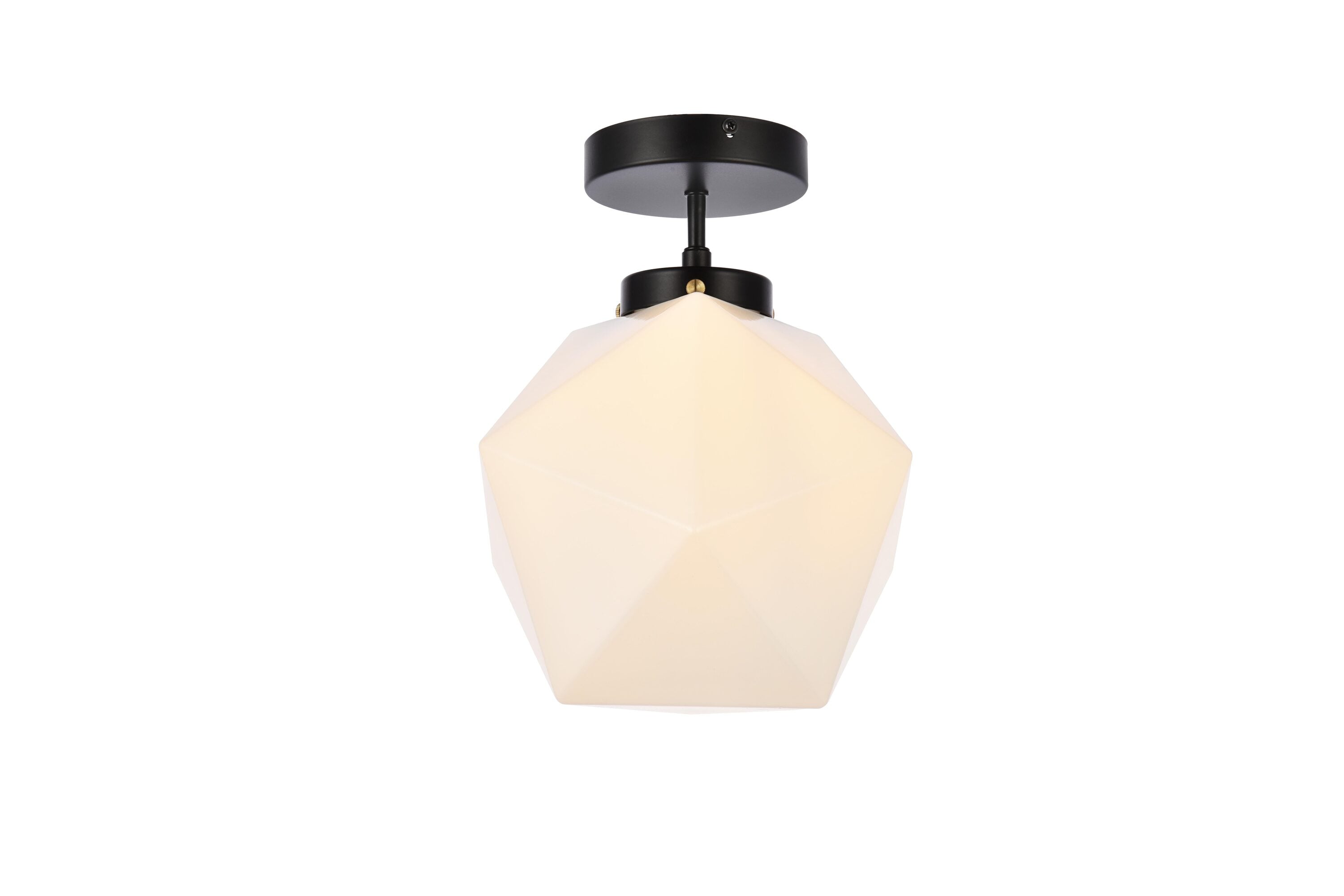 Modern Black and White Glass LED Flush Mount Light