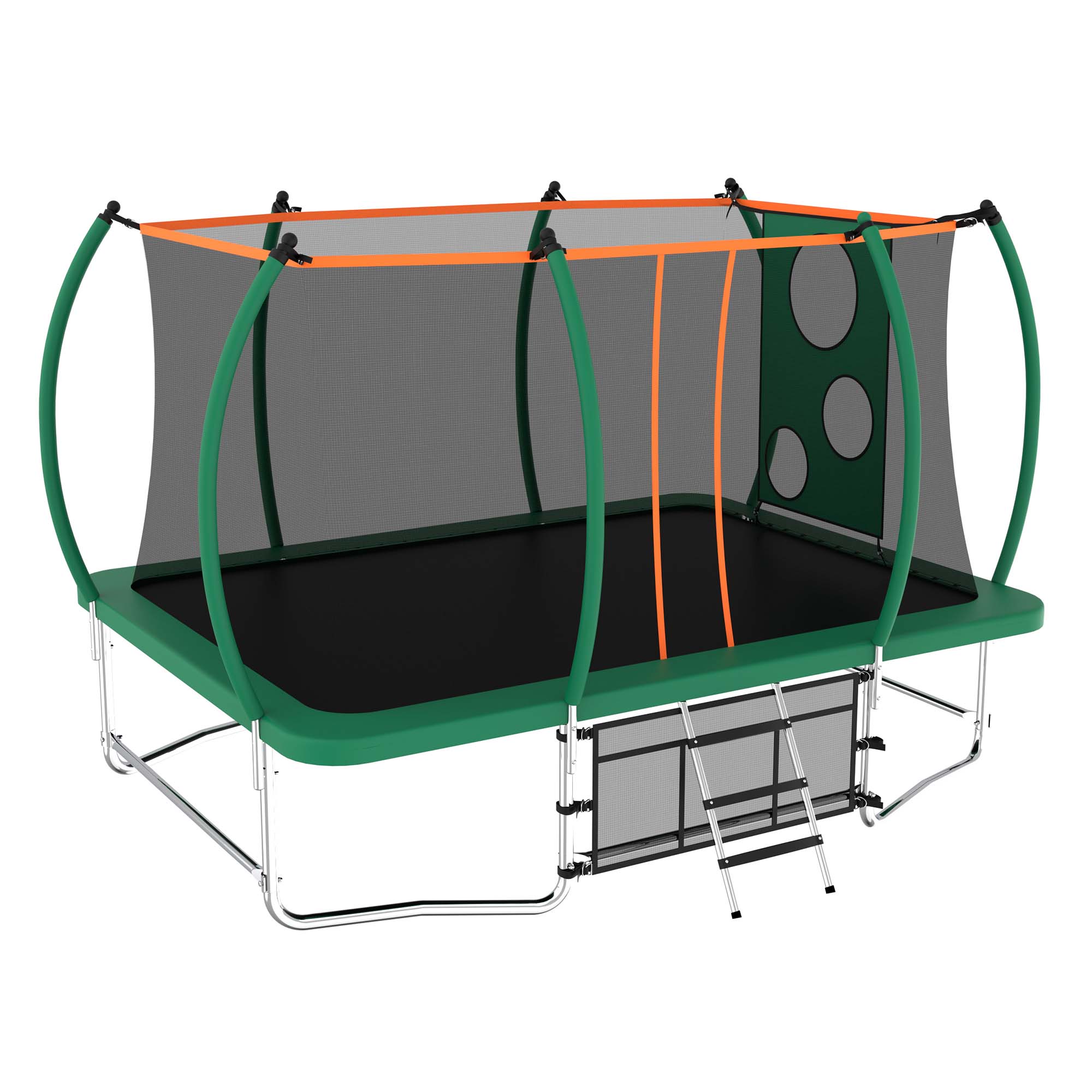 Fun Orange FUN25BC22 8X14 FT Heavy Duty Trampoline for Kids and Adults 8-ft Rectangle Backyard in Green