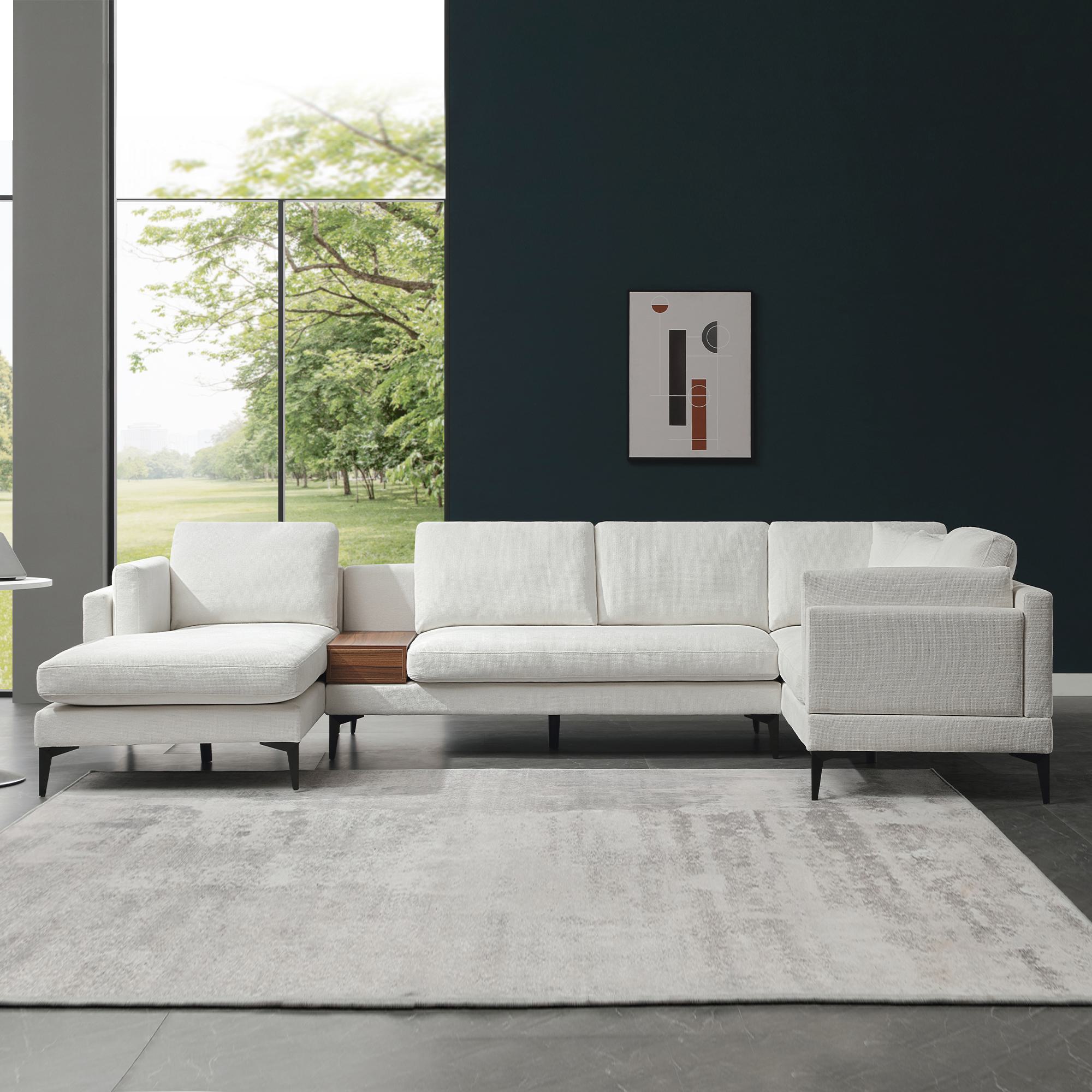 FARATI LX01-BEIGE-U 135-Inches Modern Off-white Sectional