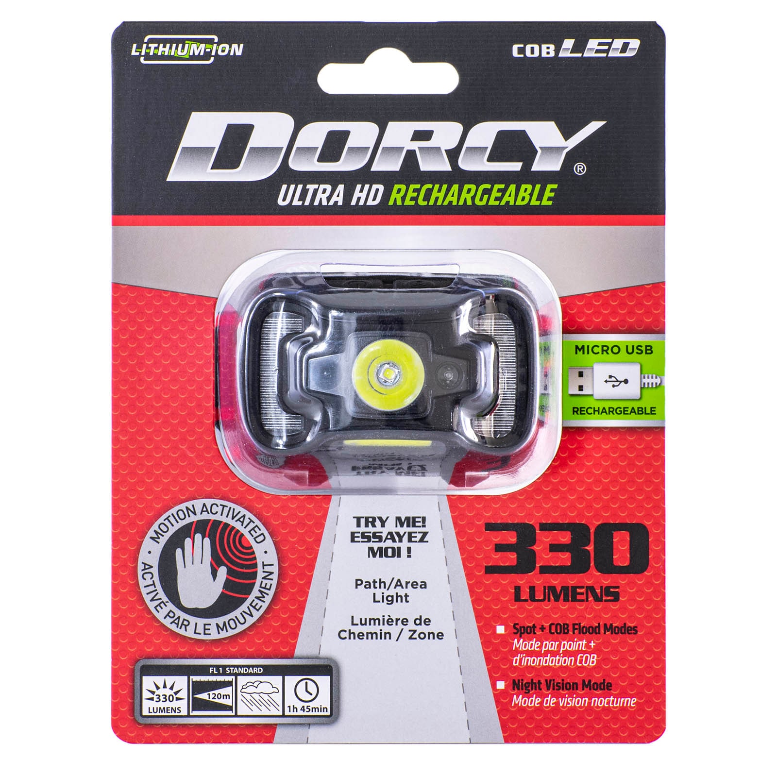 330-Lumen LED Rechargeable Headlamp (Battery Included) | - Dorcy International 41-4359