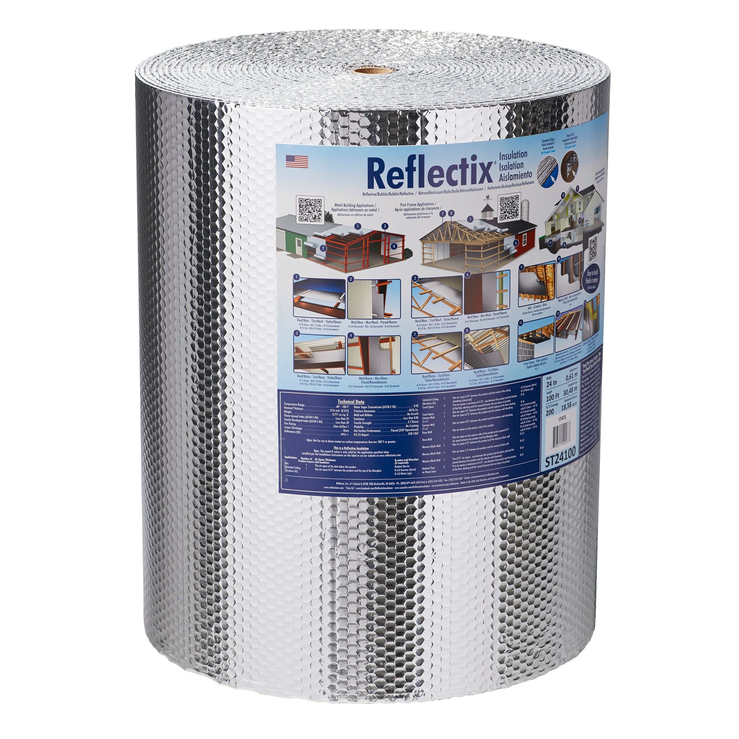 Silver for sale online Reflectix ST16100 Unfaced Reflective Roll Insulation 