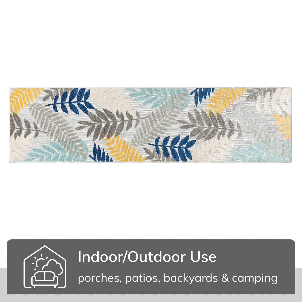 Dorado Mariah Gray Floral High-Low Texture Indoor/Outdoor Runner Rug