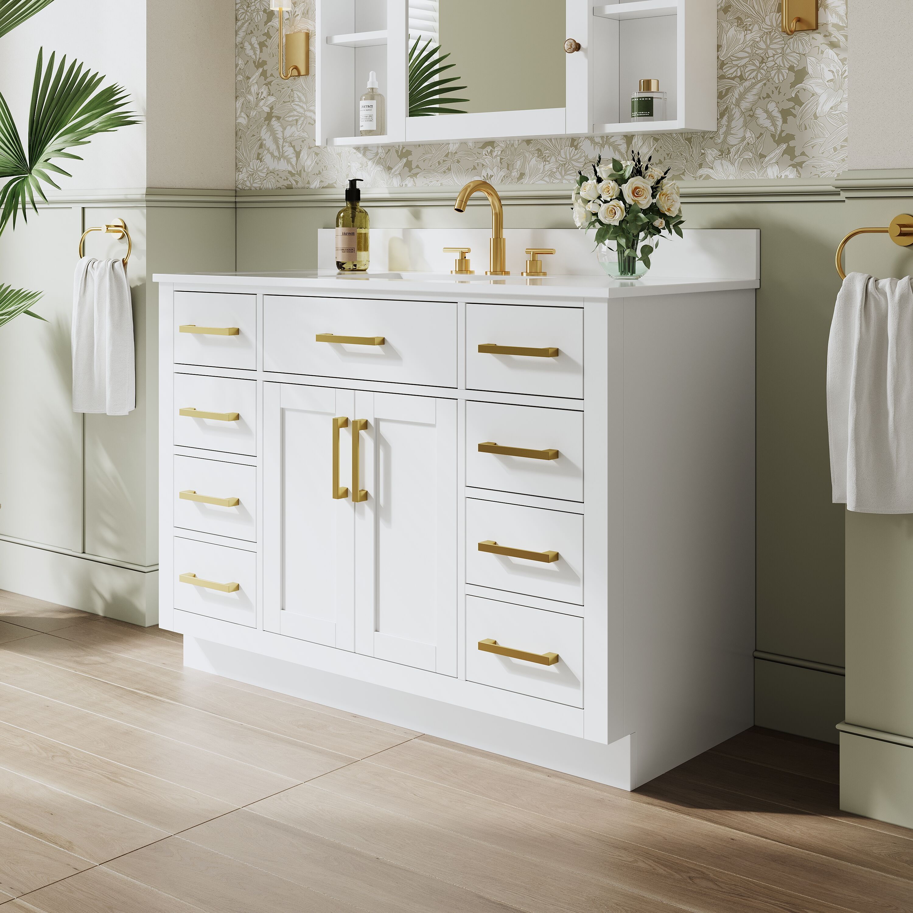WELLFOR NOLAN48QZ-WT Bath-Vanity-Combo - View #3
