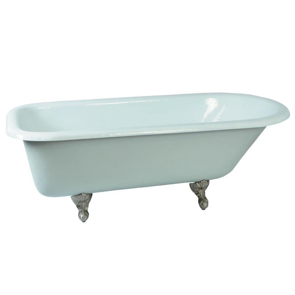 Kingston Brass KING15699  NHVCTND673123T8 66 x 7 in. Cast Iron Roll Top Clawfoot Tub without Faucet Drilling, Satin Nickel