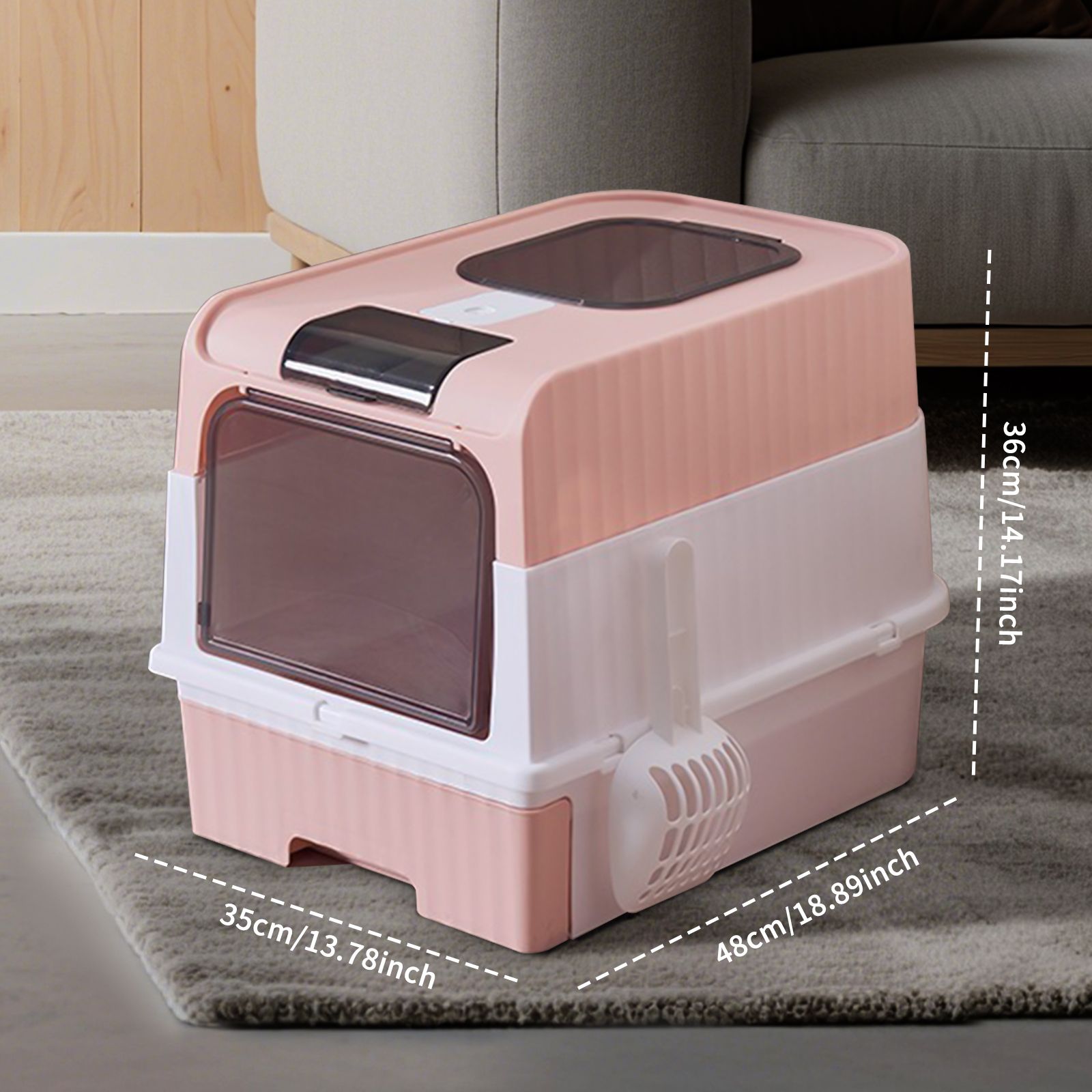 JUSHUA Pink Magic Cube Intelligent Cat litter Box Free Hands Enjoy Pure Life Automatic Cleaning Silent Design Preferred for Multi Cat Families
