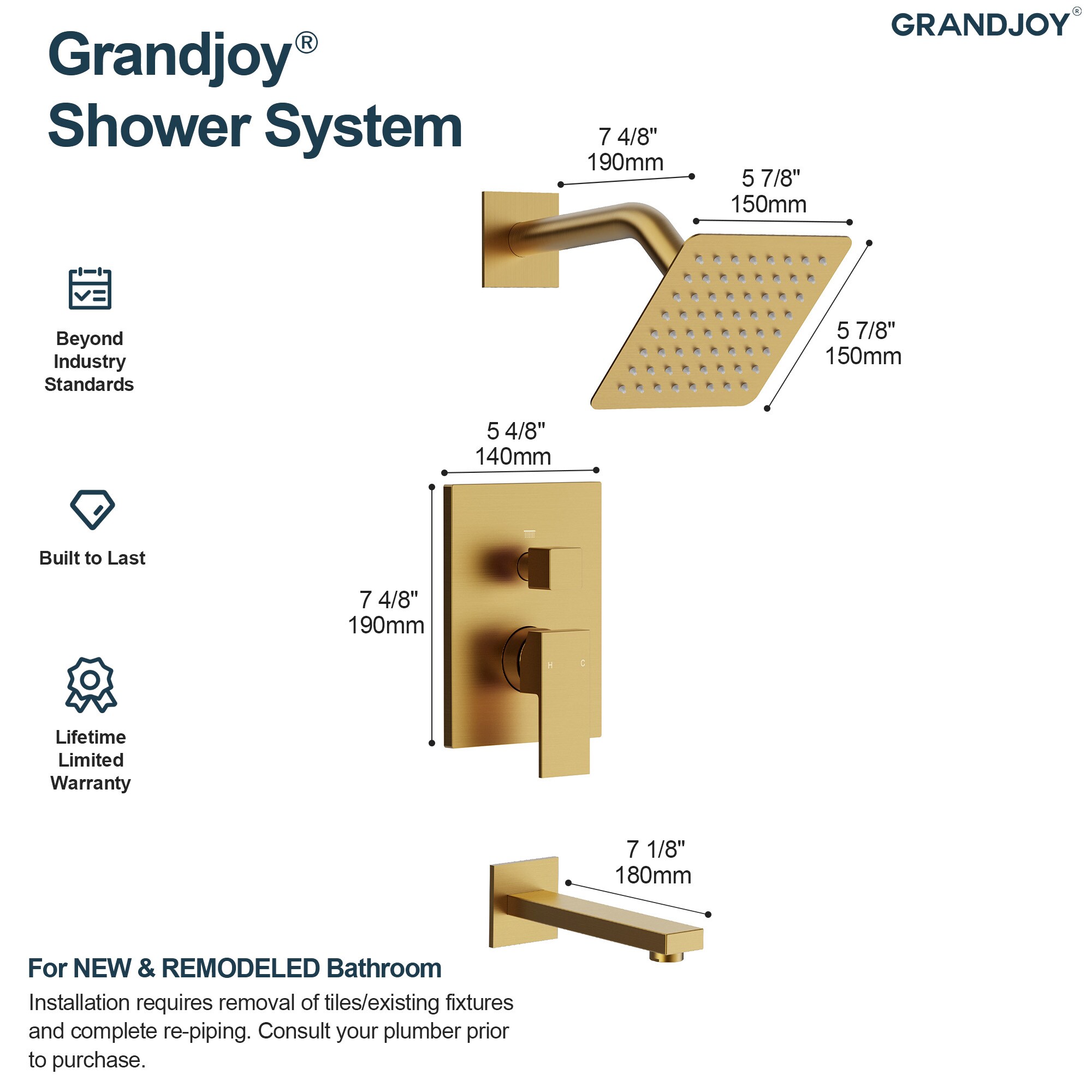 GRANDJOY SGF10GJ-58-BG10 Tub-Shower-Faucets - View #10