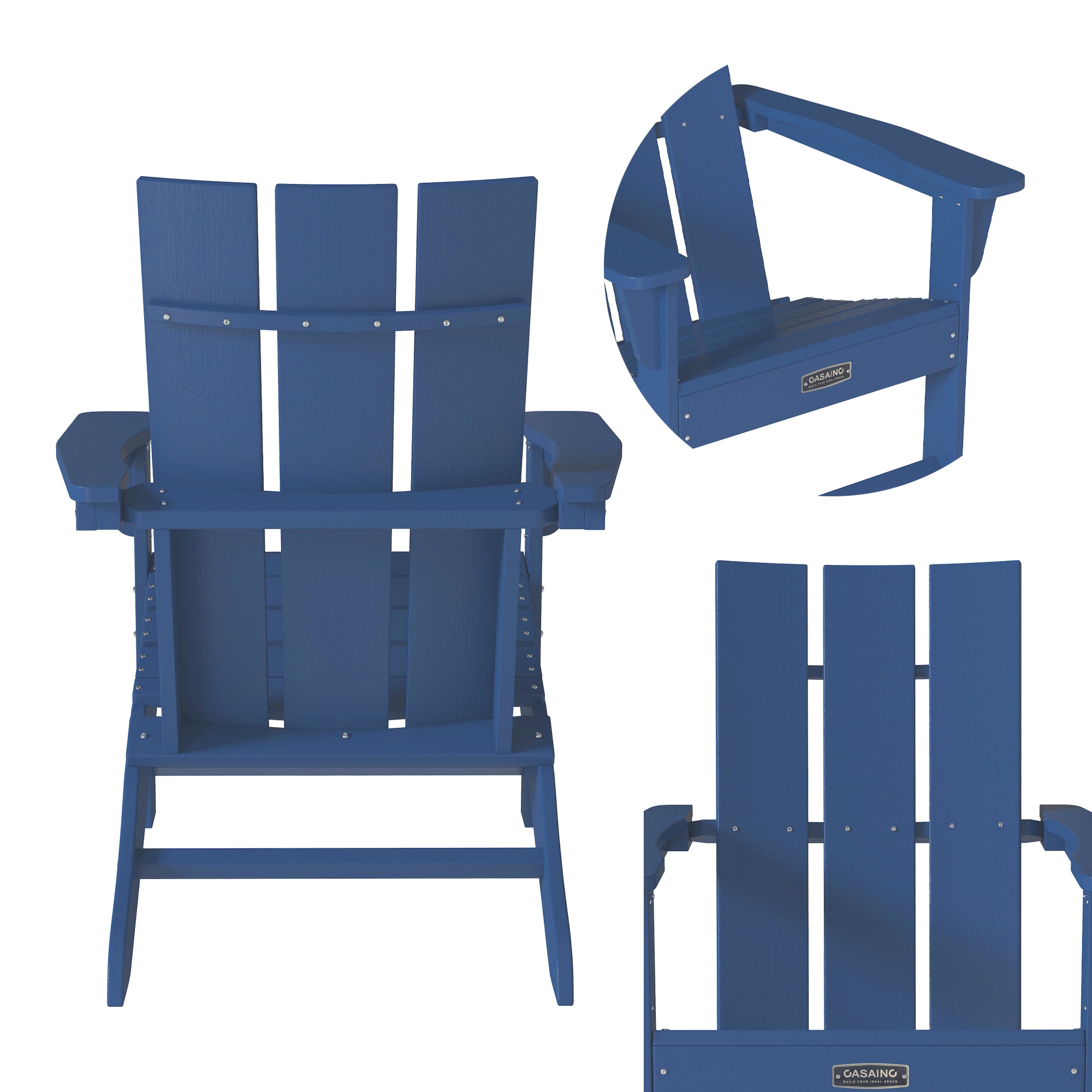 CASAINC Adirondack Chair Blue Polyethylene Frame Stationary Adirondack ...