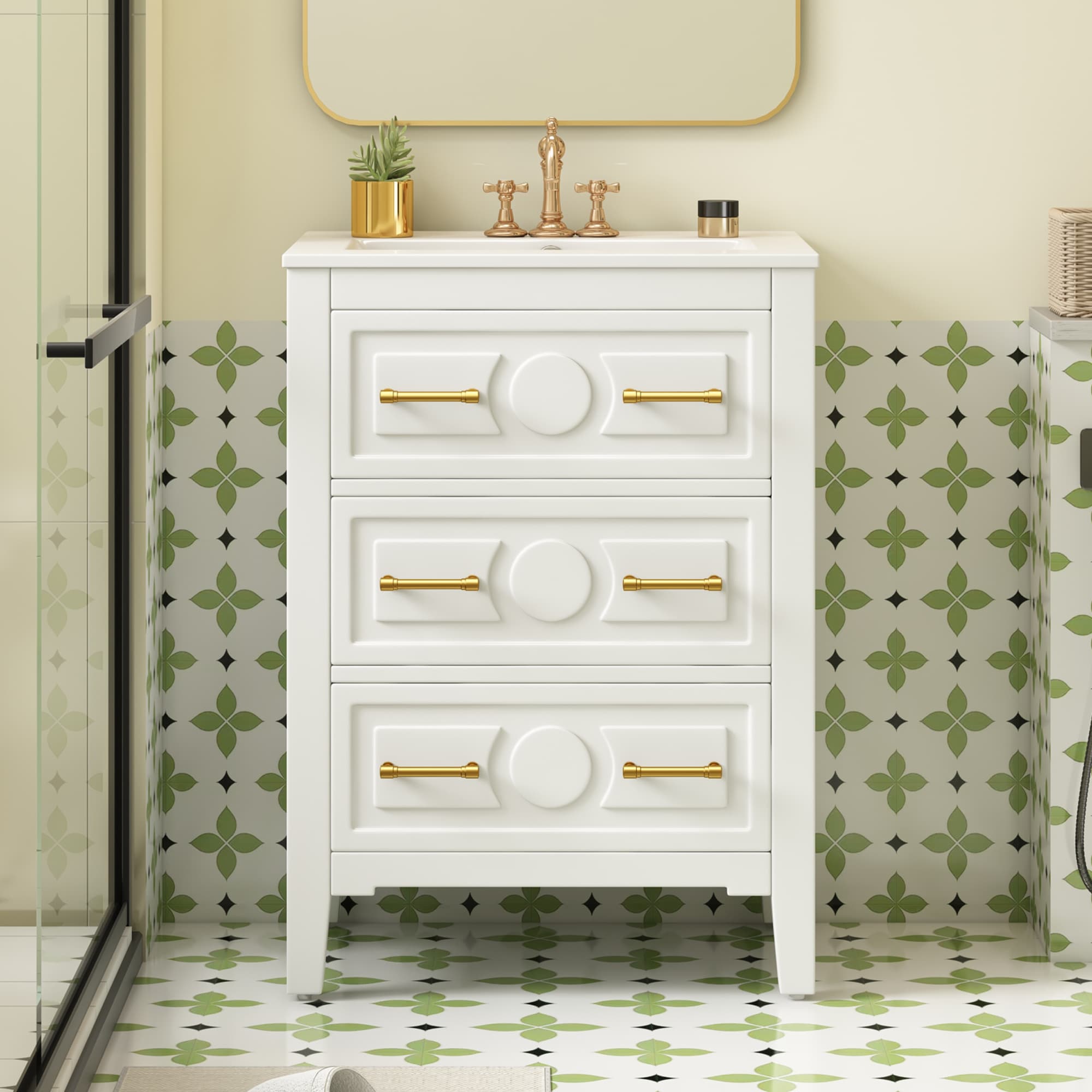 AAZJ Bathroom Vanities with Tops 24-in White Undermount Single