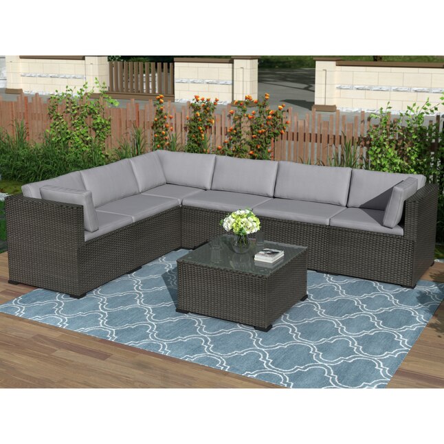 Clihome Outdoor Furniture 7 Piece, Sectional Sofa Connectors Lowe S