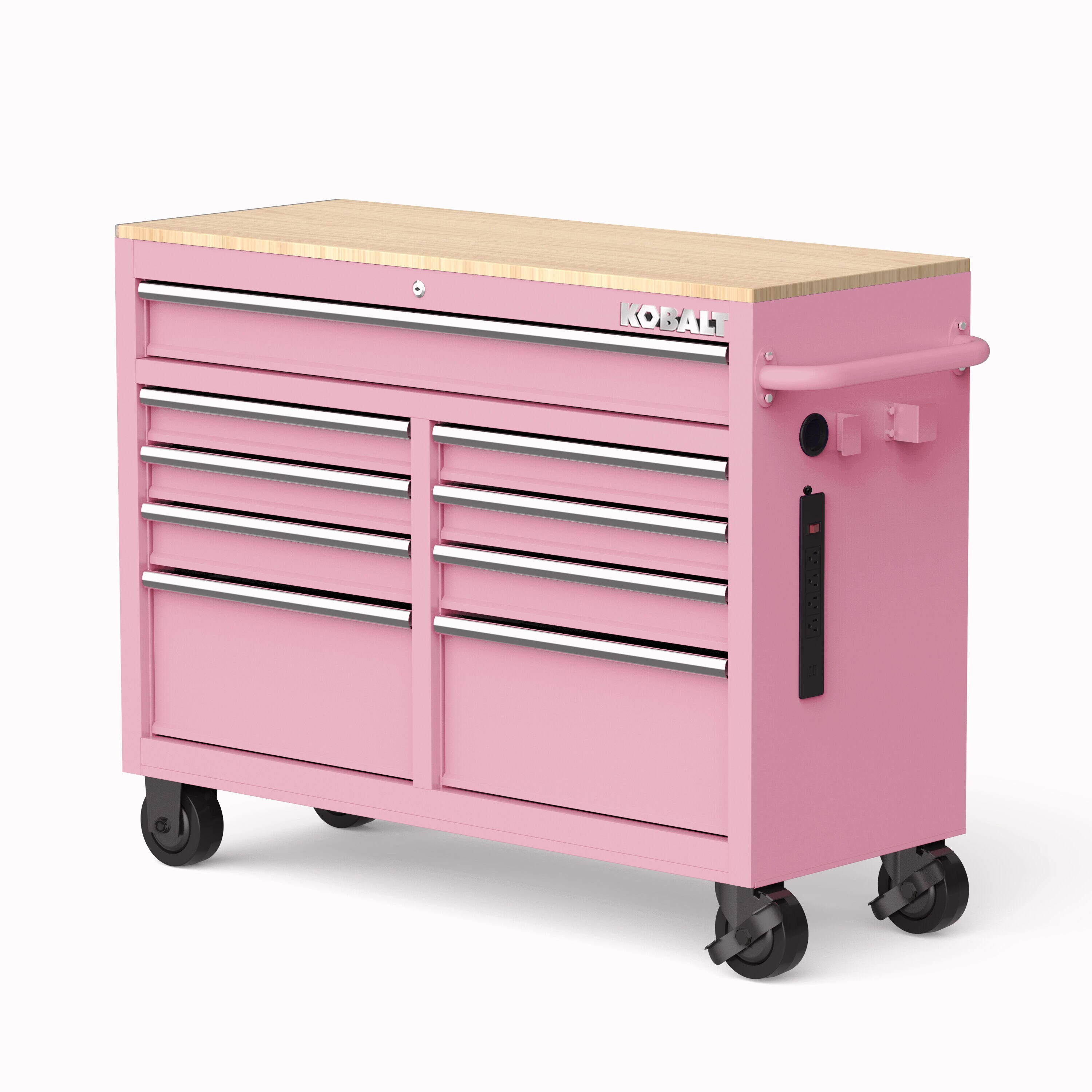 Kobalt 46.1-in L x 37.2-in H 9 -Drawers Rolling Pink Wood Work Bench