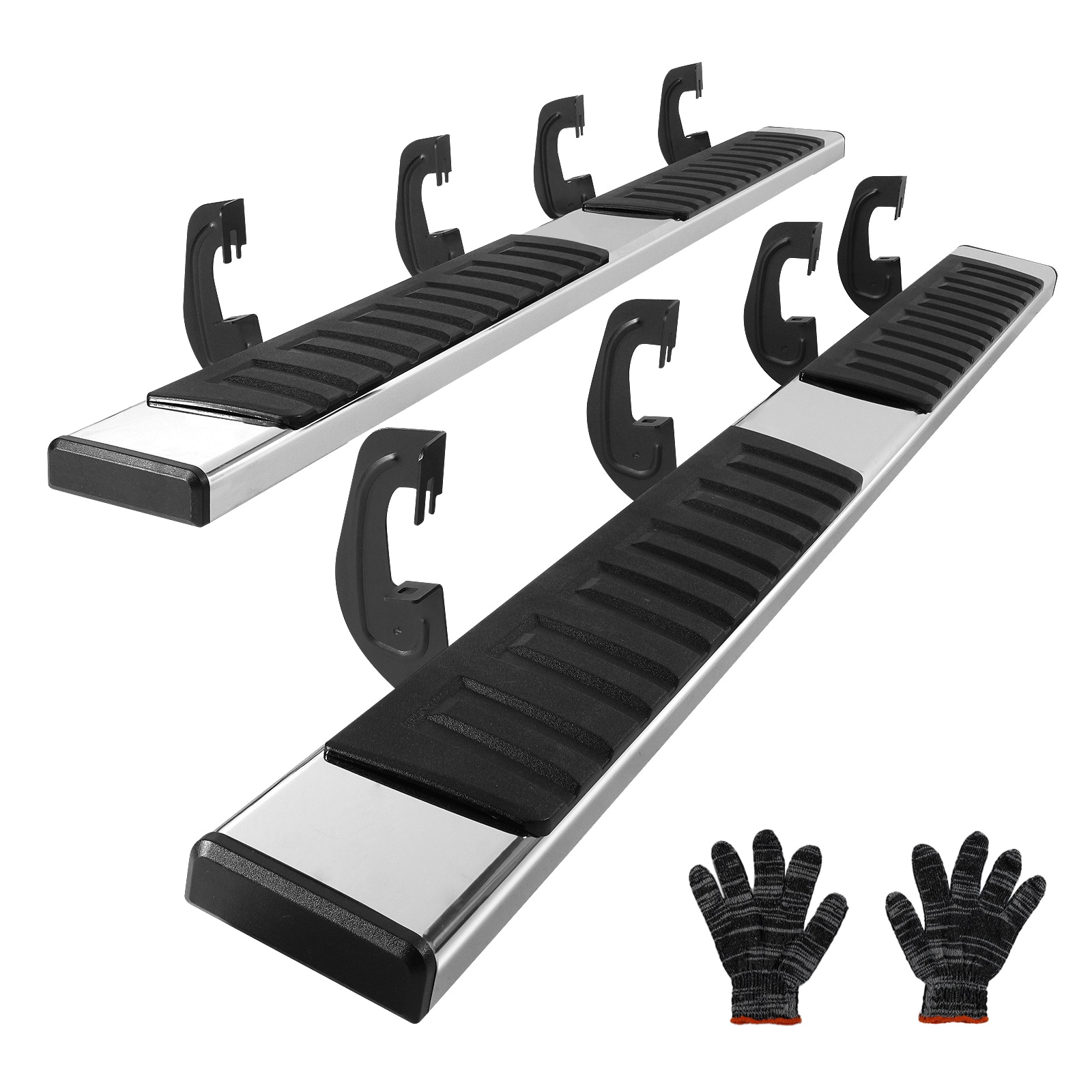 VEVOR Running Boards, 6 Step Compatible with 2007-2018 Chevy Silverado/gmc Sierra 1500 Crew Cab/2019 2500hd 3500hd 1500 Ld, 201 Stainless Steel Side Steps Nerf Bars, 500lbs Capacity, 2 Piece #KCTJBZDS20075OZ3EV0