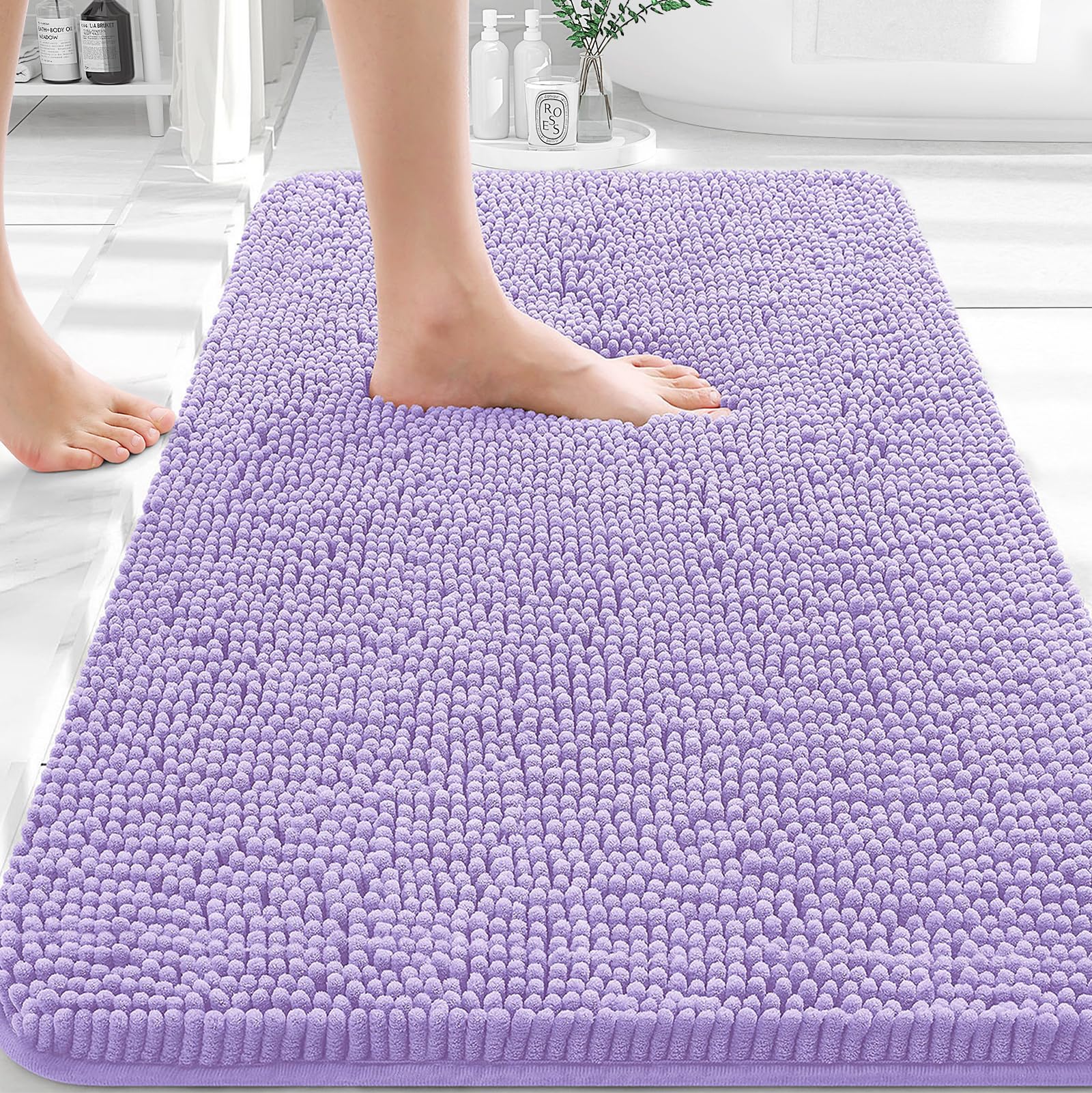 SenQWFa  Bathroom Rugs 30x20 Extra Soft Absorbent Chenille Bath Rugs Rubber Backing Quick Dry Machine Washable Bath Mats for Bathroom Floor