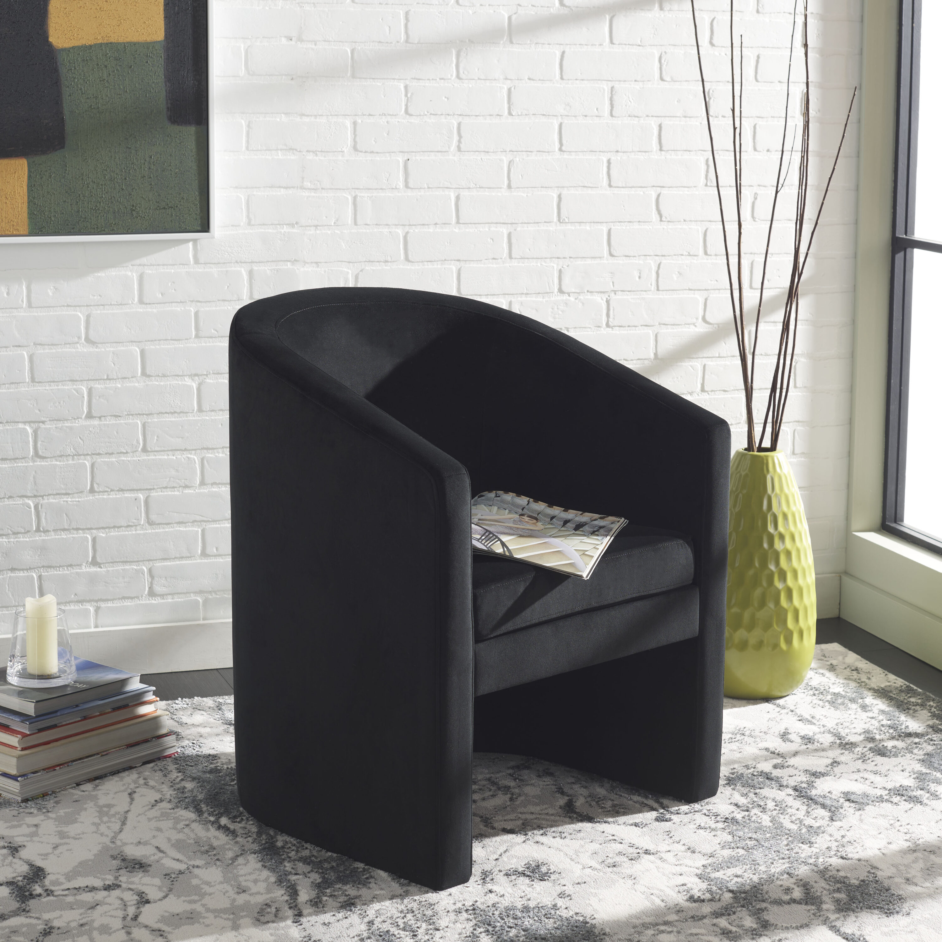 Safavieh ACH4016C Modern Black Velvet Accent Chair