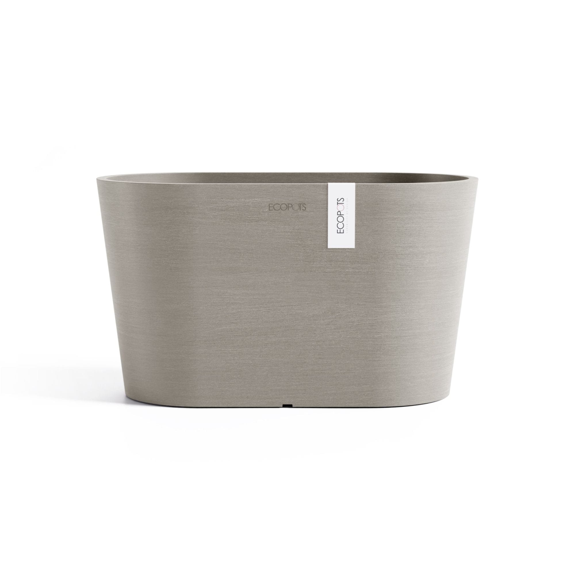 ECOPOTS - Tokyo Modern Oval Recycled-Based Composite Flower Pot Planter w/ Water Reservoir- Taupe...