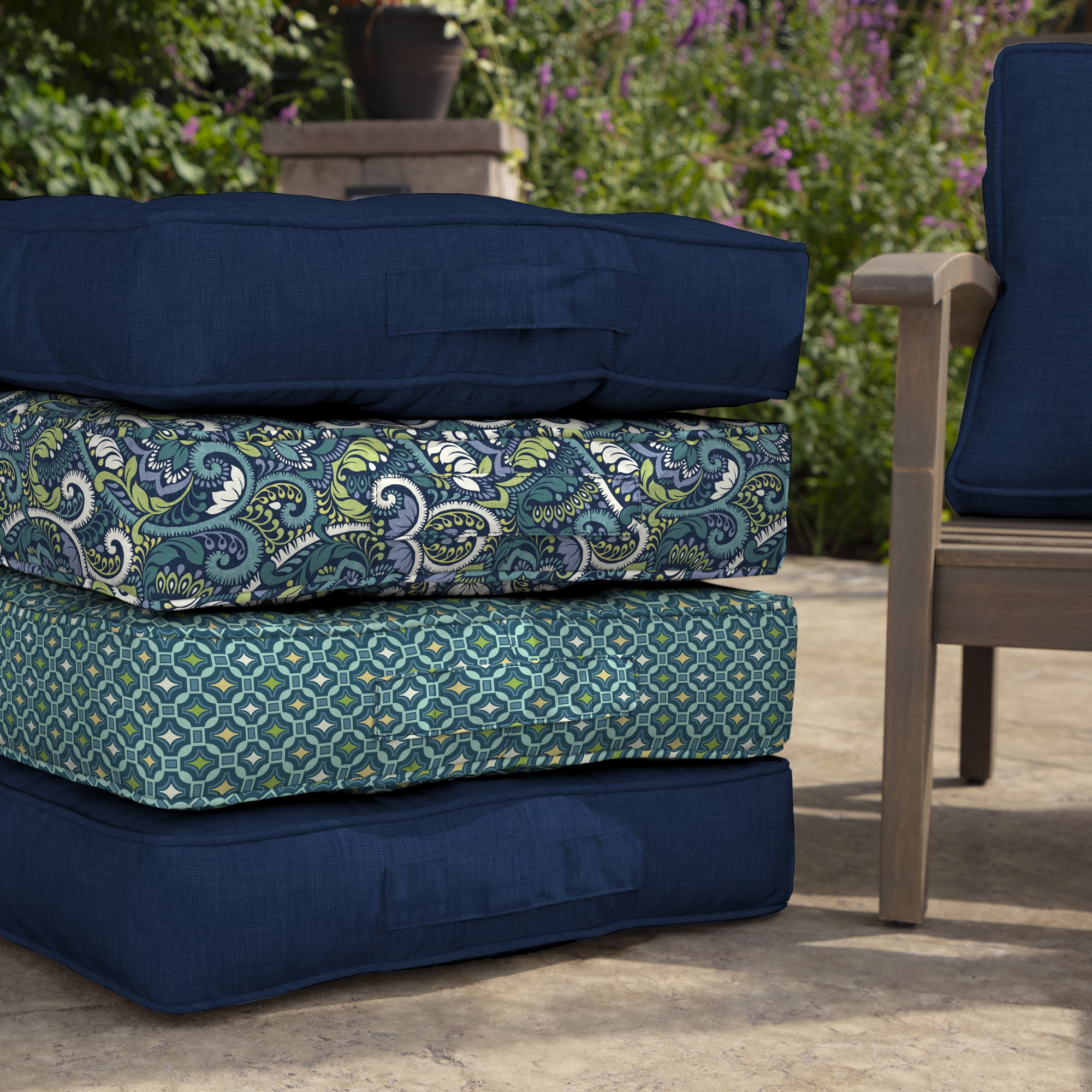Arden Selections Outdoor Plush Classic Tufted Blowfill Deep Seat Set, 24 x  24, Water repellent, Fade Resistant, Deep Seat Bottom and Back Cushion for