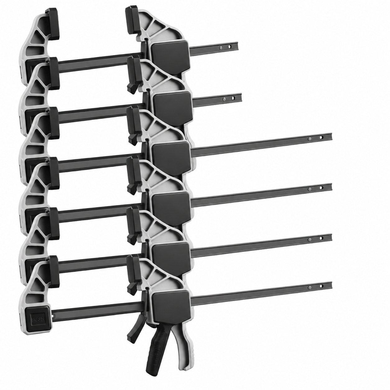 DYRCJ  Bar Clamps Woodworking Set 6 Pack Includes 12 in and 6 in Clamps Light Duty One Handed Quick Grip Spreader with 150 Pounds Load Limit
