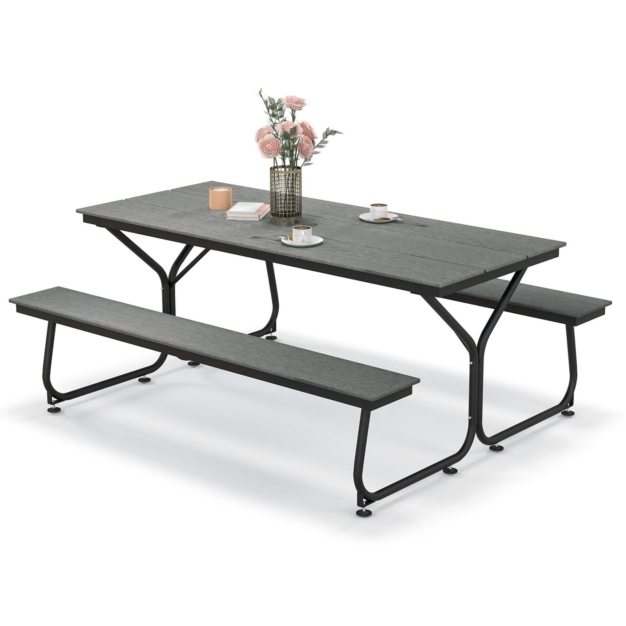 Costway NP11192GR+ 72-Inches W x 30-Inches H Grey Dining Bench