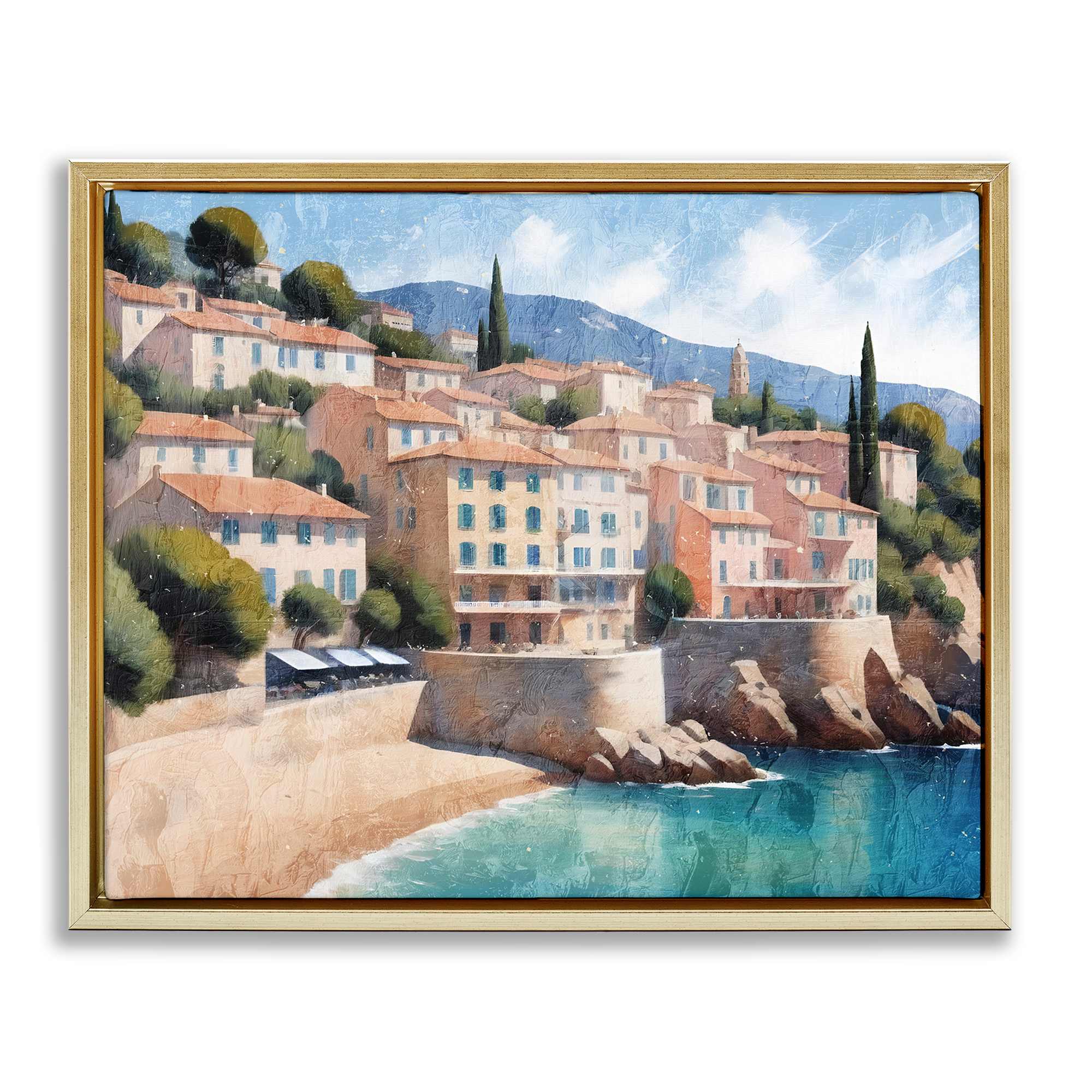 Stupell Industries BS-003-FFG-24X30 Charming Coastal Architecture Floating Frame design by Kim Allen