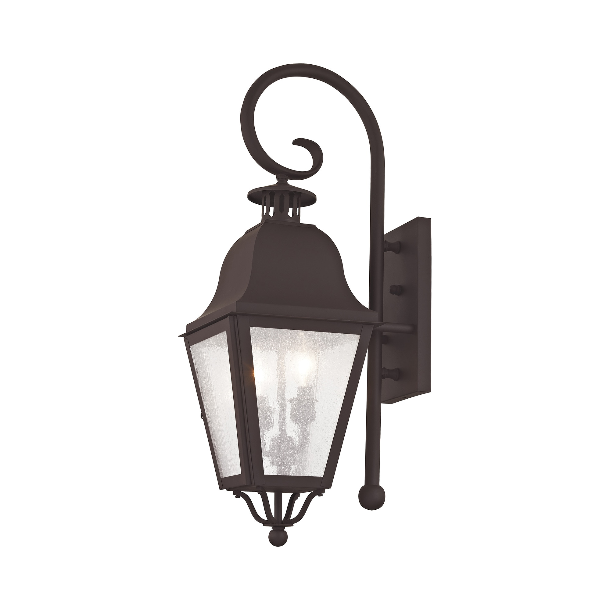 Elegant Bronze Seeded Glass 2-Light Outdoor Wall Lantern
