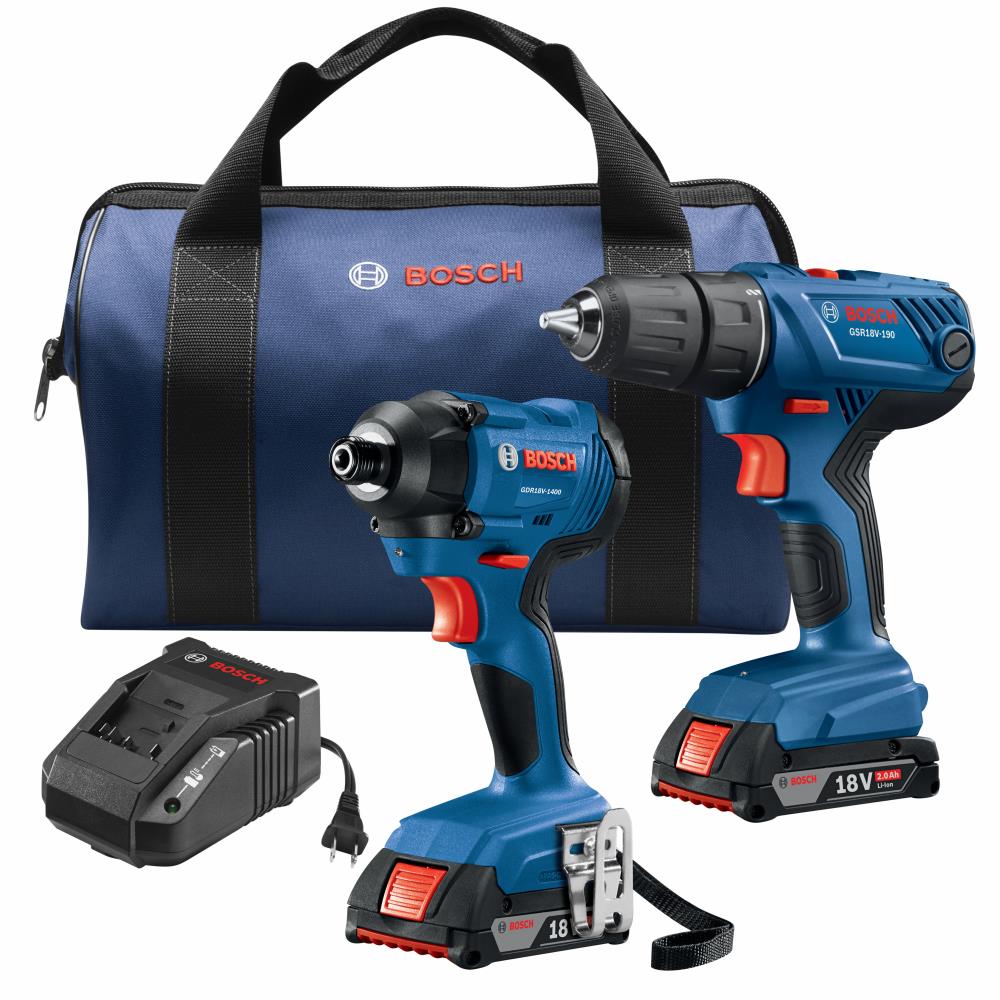 Bosch 2-Tool 18-volt Tool Combo Kit Soft Case (2 Li-ion Batteries Included and Charger Included) in the Power Tool Kits department at Lowes.com