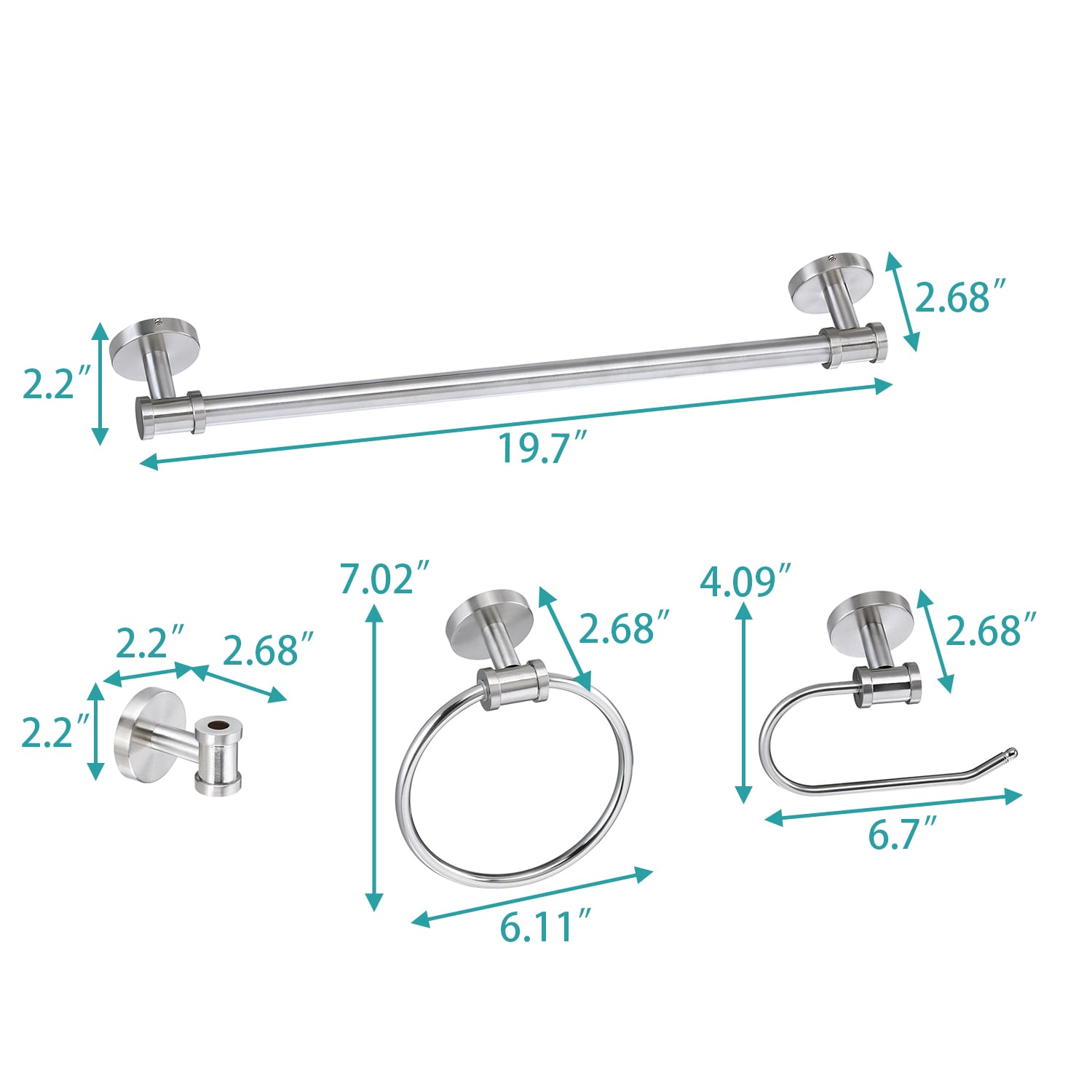 WELLFOR TTB51476BN Decorative-Bath-Hardware-Kits - View #2