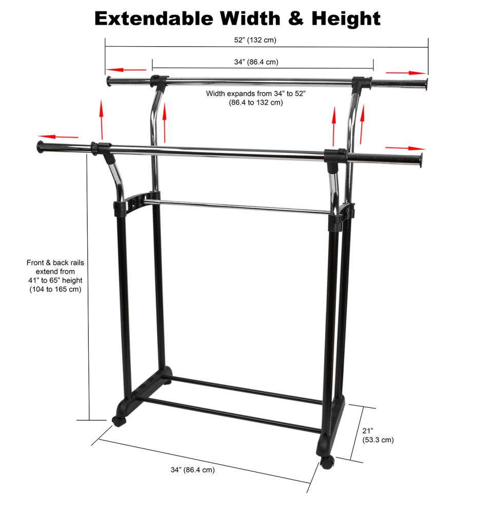 Home Basics Black Steel Rolling Clothing Rack at Lowes.com