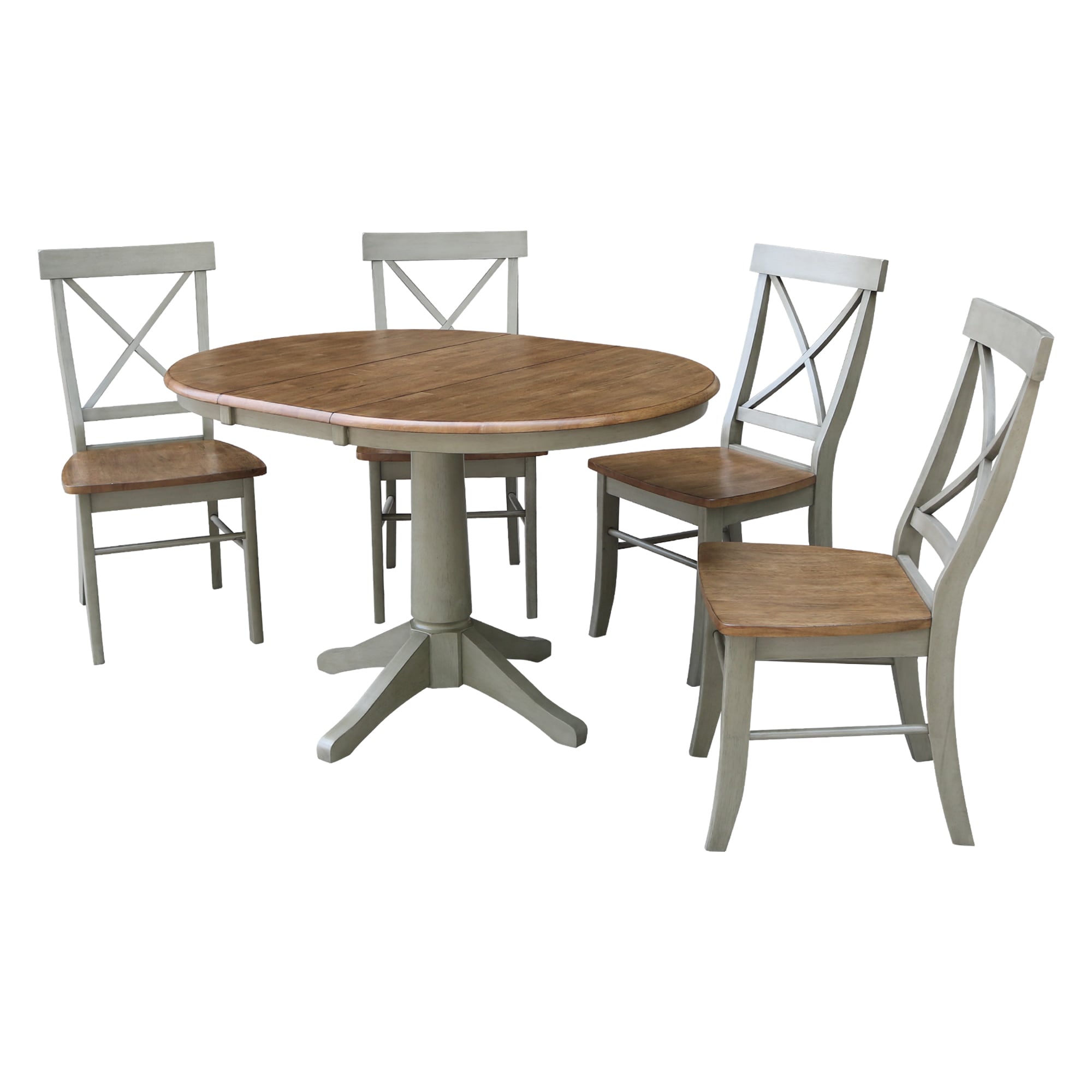 International Concepts K41-36RXT-27B-C613-4 Distressed hickory/stone Traditional Dining Room Set with Round Table ( Seats 4 )