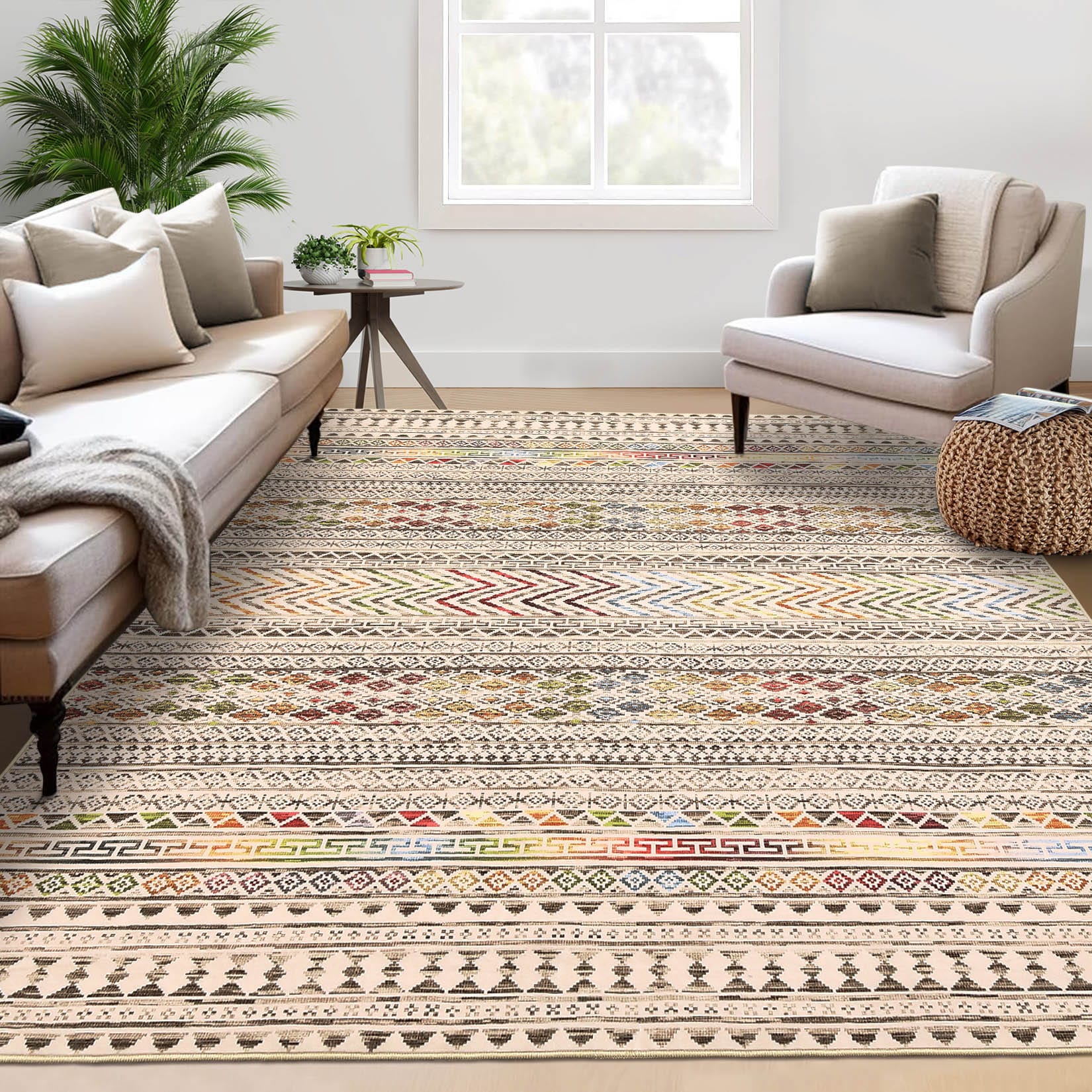 Garvee YXY-LO-PHO-15DJZBUK 6 x 9 (ft) Loomed Brown Rectangular Indoor Geometric Vintage Machine washable Area rug