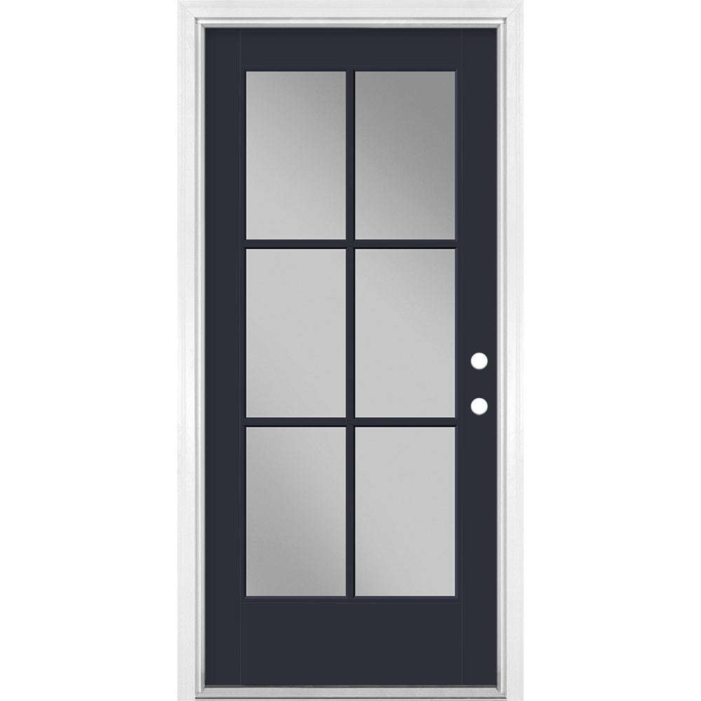 Masonite 1524287 36-in x 80-in x 4-9/16-in Fiberglass Full lite Right-hand inswing Eclipse Painted Prehung Front Door with Brickmould Insulating core