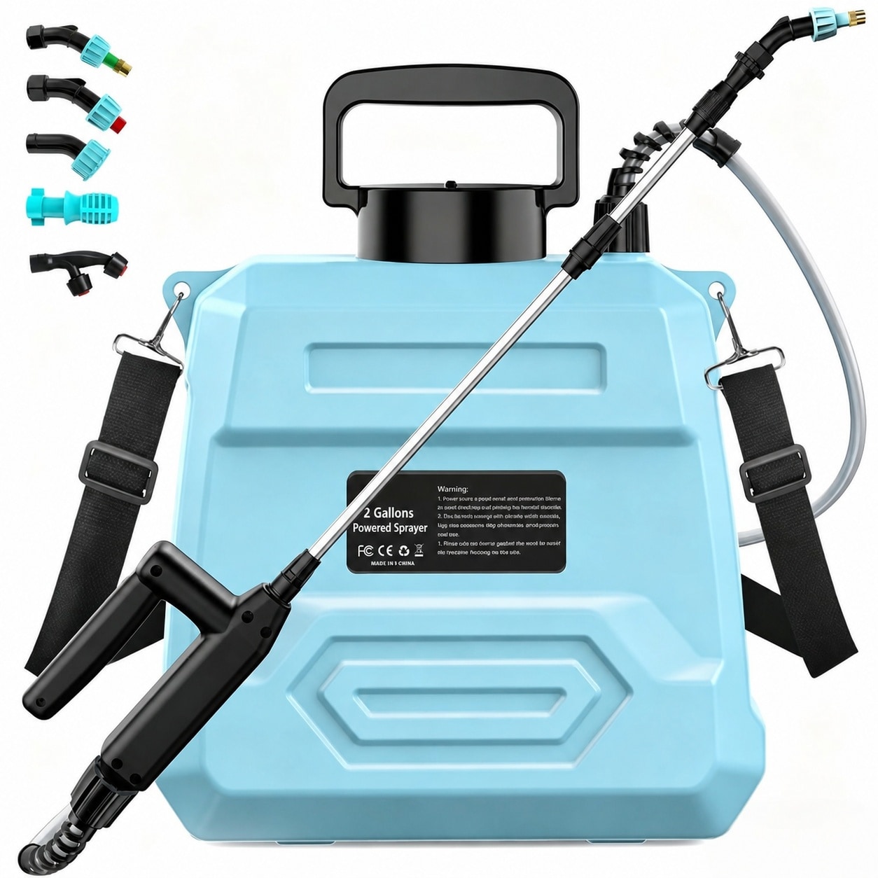 AKSCYZM  Garden Sprayer 2 Gallon Electric Pump Lawn Sprayer with Five Mist Nozzles Adjustable Strap Telescopic Wand for Yard Garden