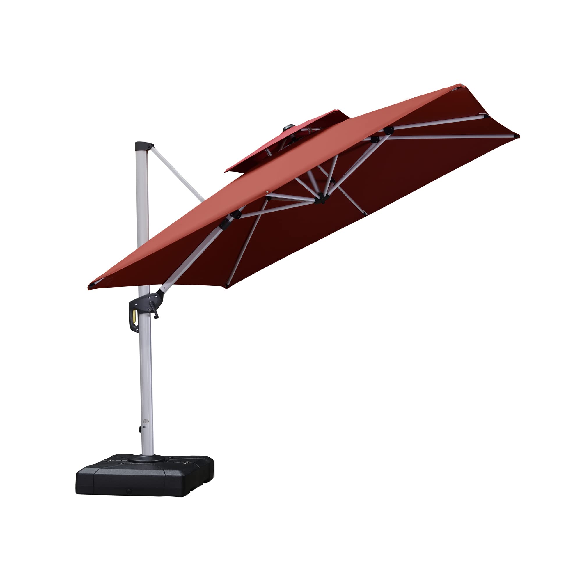PURPLE LEAF LSLRS09-BR 9-ft Aluminum Red Crank Cantilever Patio Umbrella