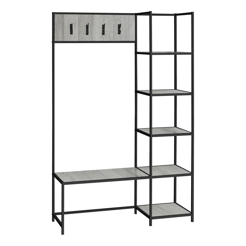 Black Tree in Hall Specialties Grey at Trees Wood-Look 8 Metal and Hooks Hall Shelves H 72 With In. - the 5 - Bench department Monarch