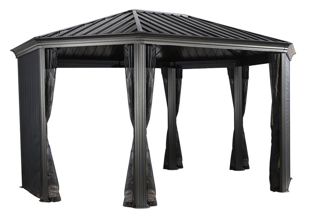 Sojag Komodo Dark Grey Metal Gazebo (180 W x 111.81 H x 142.91 D) in ...