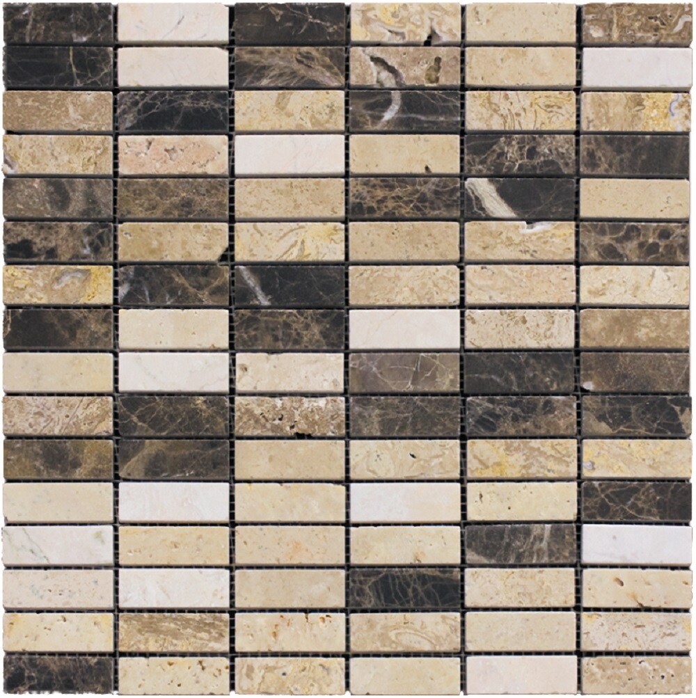 Apollo Tile (Sample) Floor and Wall Tile Emperador Dark, Beige Travertine 4-in x 4-in Polished Marble Floor and Wall Tile