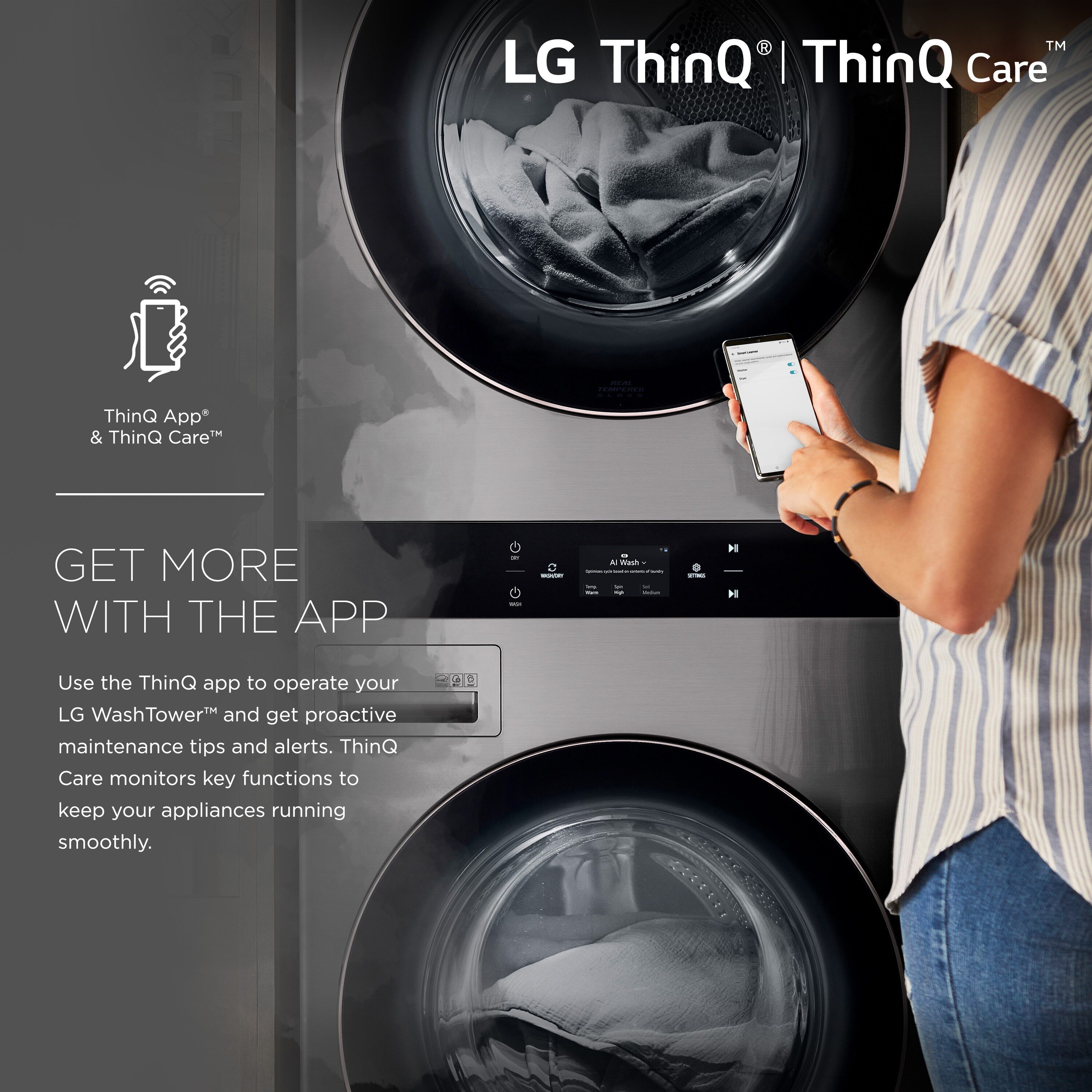 LG STUDIO WashTower Electric Stacked Laundry ft Centers department ft STAR) Center Dryer Washer in Laundry (ENERGY with the and at 5-cu Stacked 7.4-cu