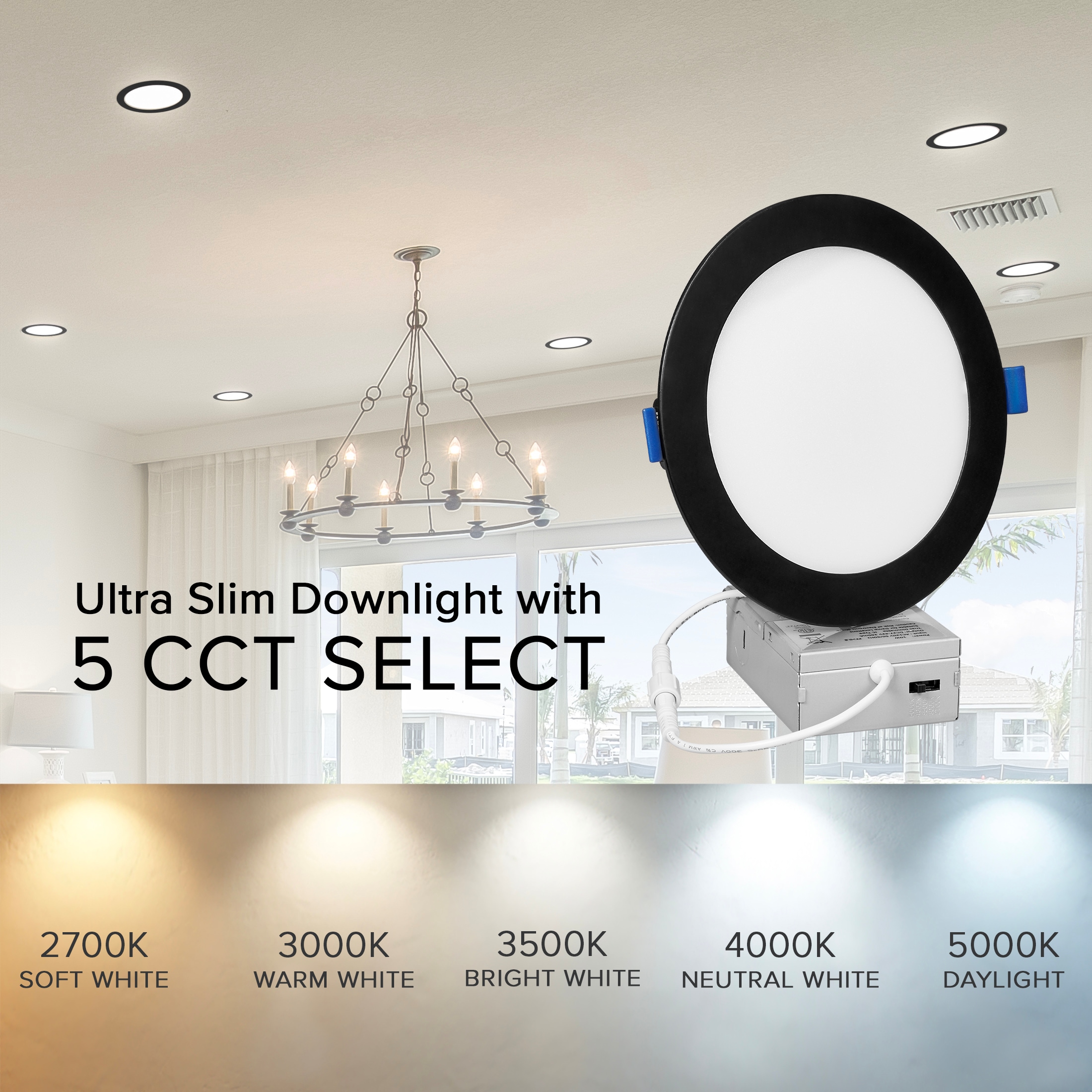 Black 6-Inch Ultra-Thin Aluminum LED Recessed Downlight